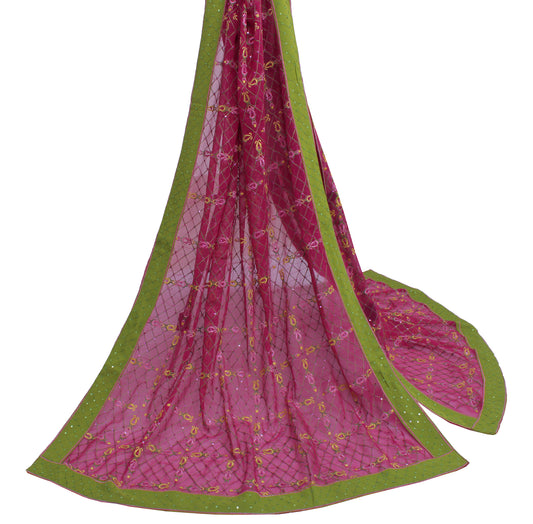 Sushila Vintage Purple Dupatta Blend Georgette Silk Embroidered Long Stole Veil