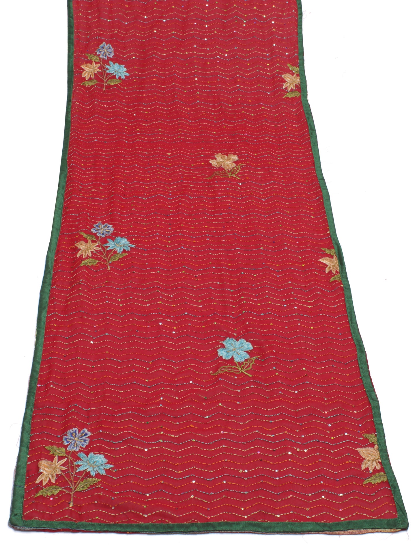 Sushila Vintage Red Dupatta Blend Georgette Silk Embroidered Long Stole Scarves