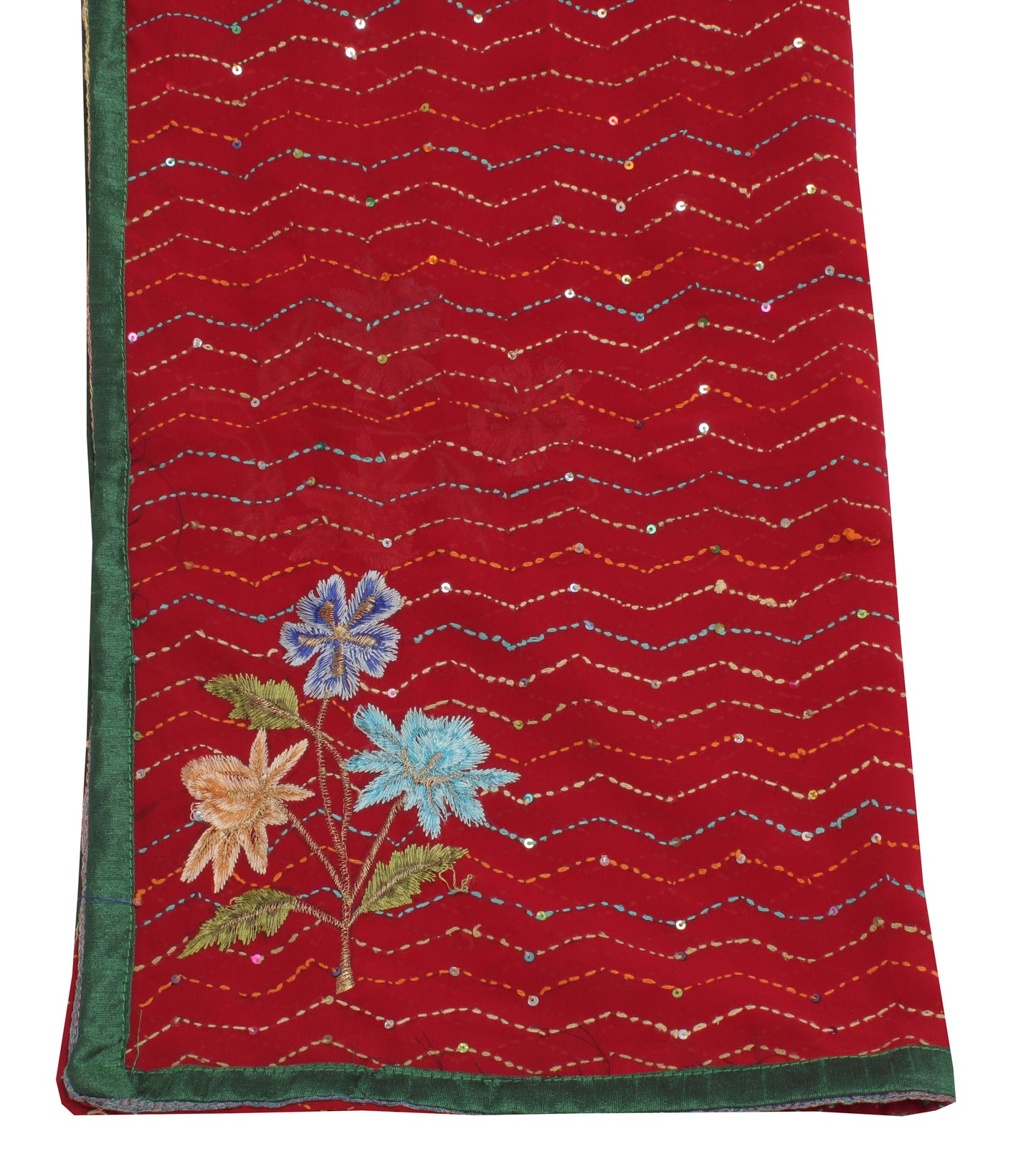 Sushila Vintage Red Dupatta Blend Georgette Silk Embroidered Long Stole Scarves