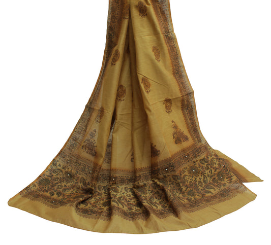 Sushila Vintage Brown Indian Dupatta Blend Cotton Printed Long Stole Scarves