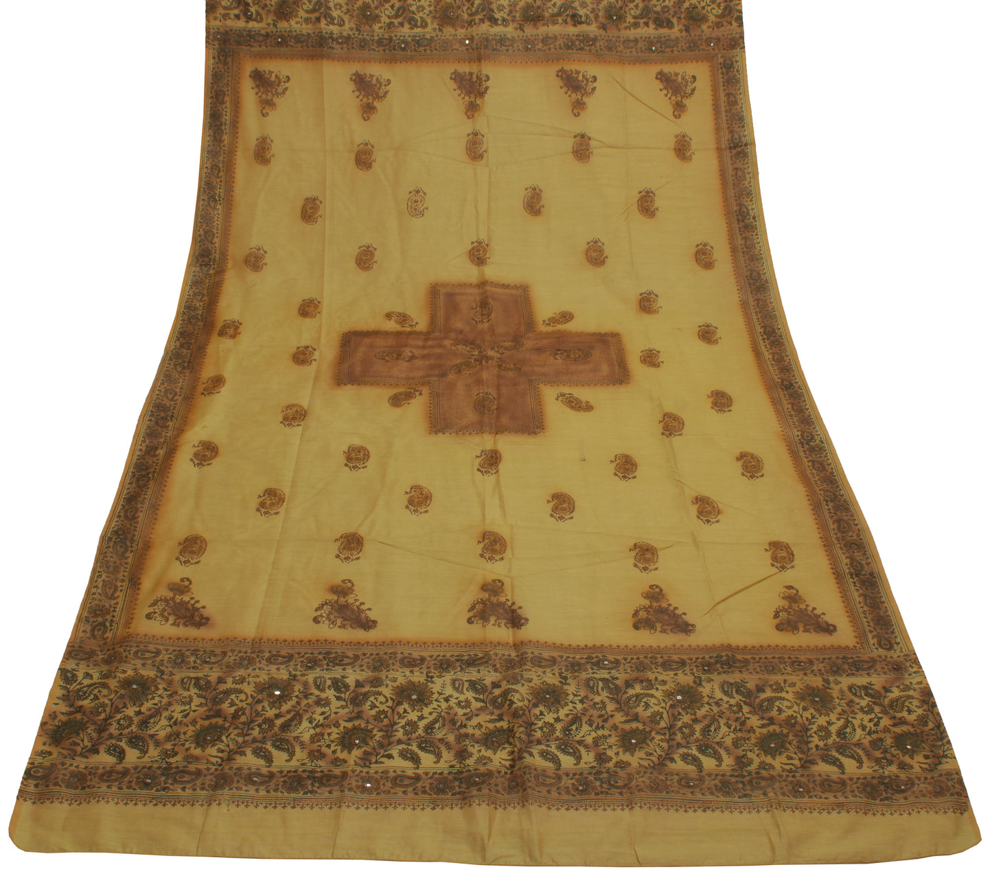 Sushila Vintage Brown Indian Dupatta Blend Cotton Printed Long Stole Scarves