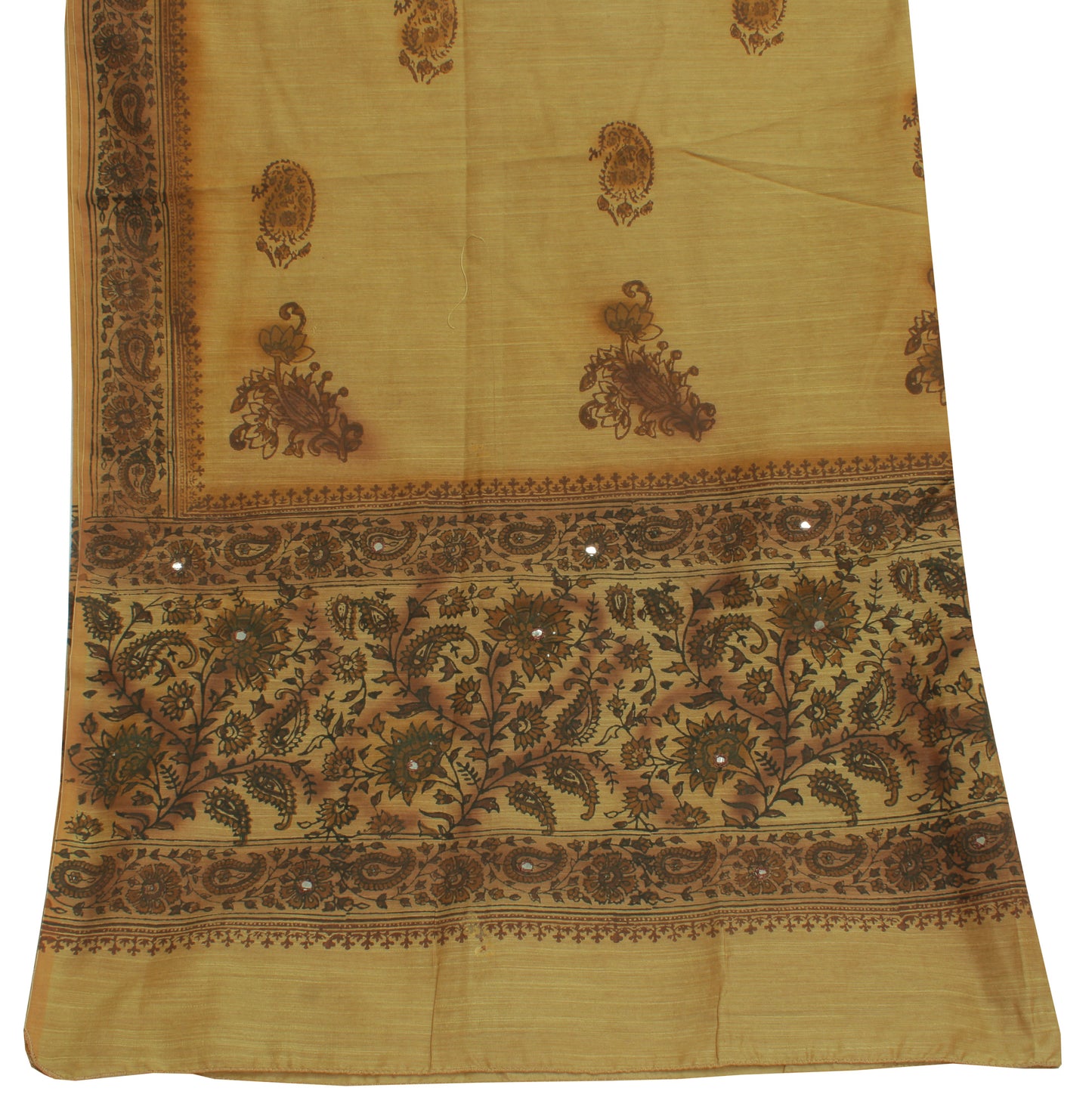 Sushila Vintage Brown Indian Dupatta Blend Cotton Printed Long Stole Scarves