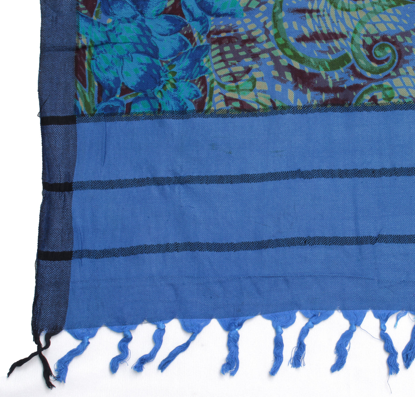 Sushila Vintage Blue Dupatta Pure Woolen Woven & Printed Long Stole Scarves