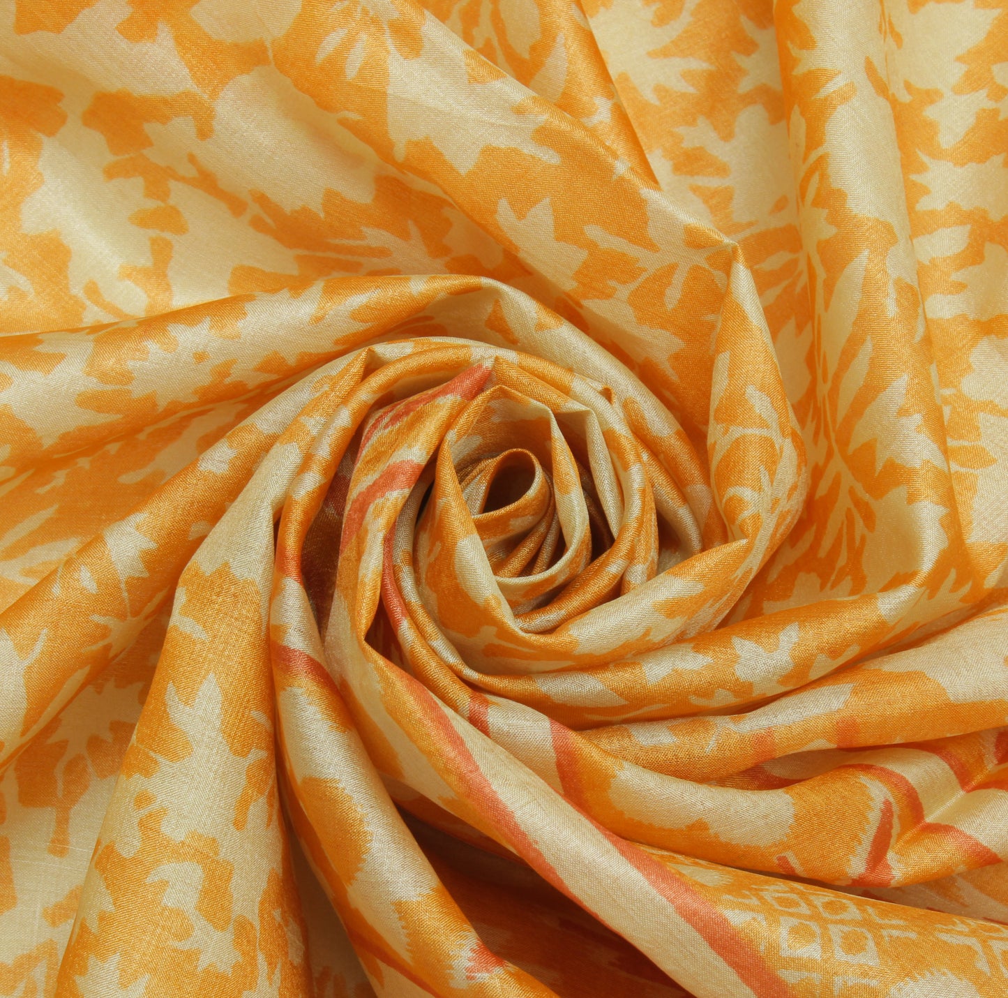 Sushila Vintage Orange Dupatta 100% Pure Silk Printed & Woven Long Stole Veil