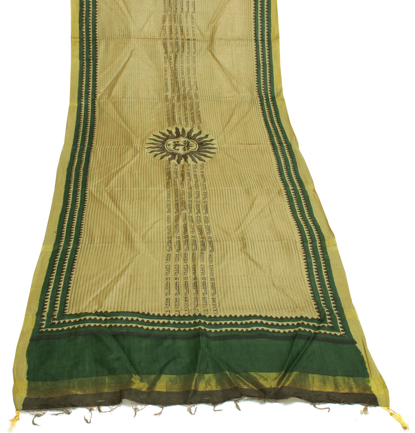 Sushila Vintage Green Indian Dupatta 100% Pure Woolen Printed Long Stole Hijab