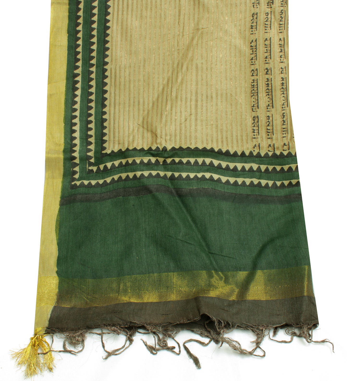 Sushila Vintage Green Indian Dupatta 100% Pure Woolen Printed Long Stole Hijab