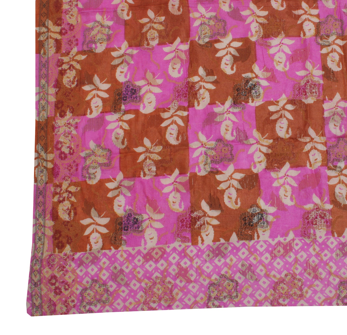 Sushila Vintage Pink Dupatta 100% Pure Silk Printed & Woven Long Stole Scarves