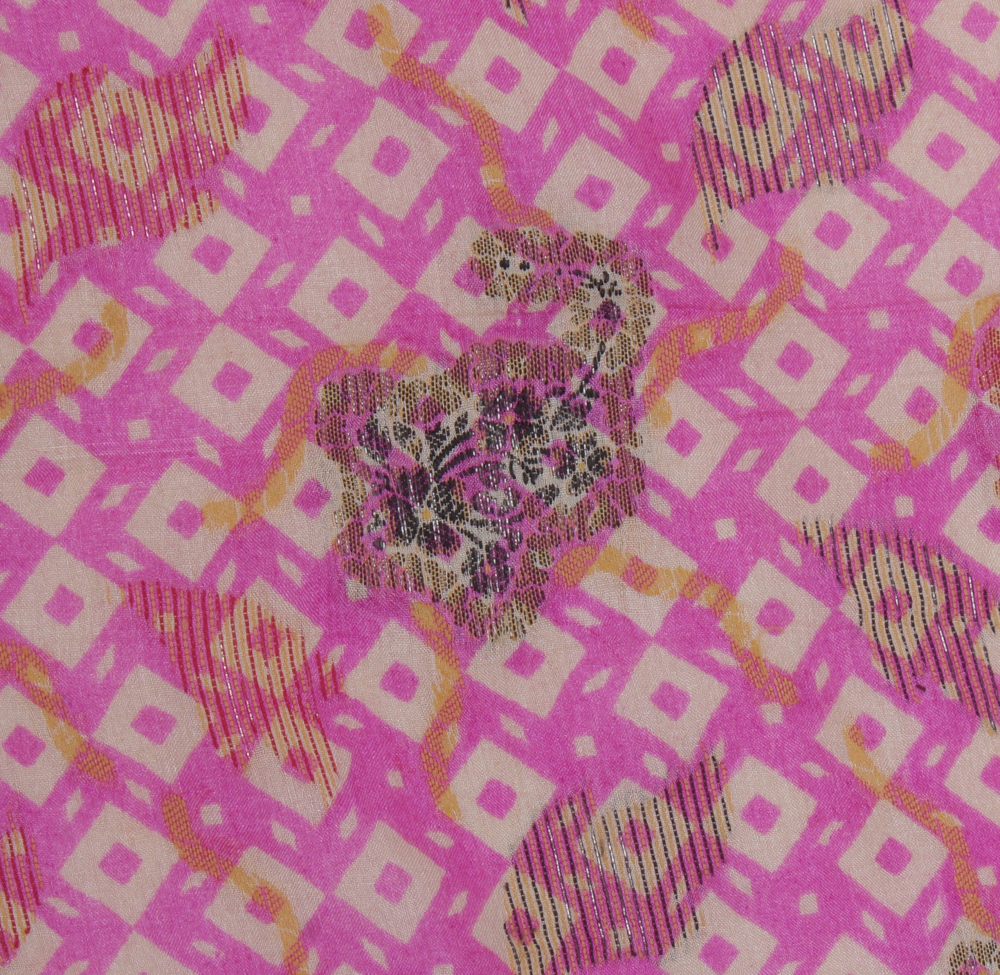 Sushila Vintage Pink Dupatta 100% Pure Silk Printed & Woven Long Stole Scarves