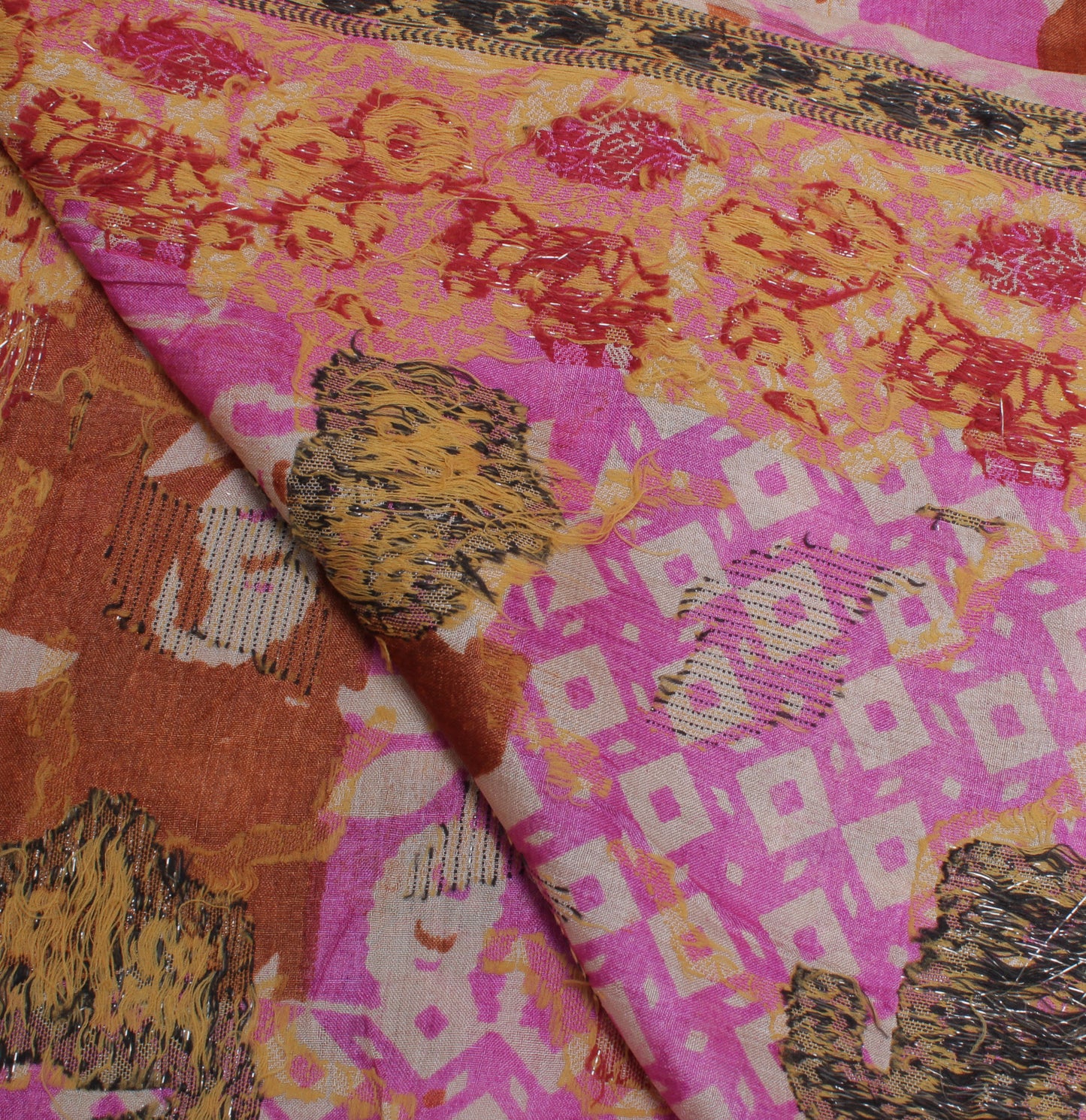 Sushila Vintage Pink Dupatta 100% Pure Silk Printed & Woven Long Stole Scarves