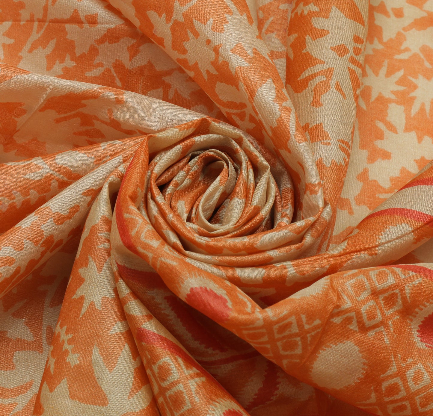 Sushila Vintage Orange Indian Dupatta 100% Pure Silk Printed Long Stole Hijab