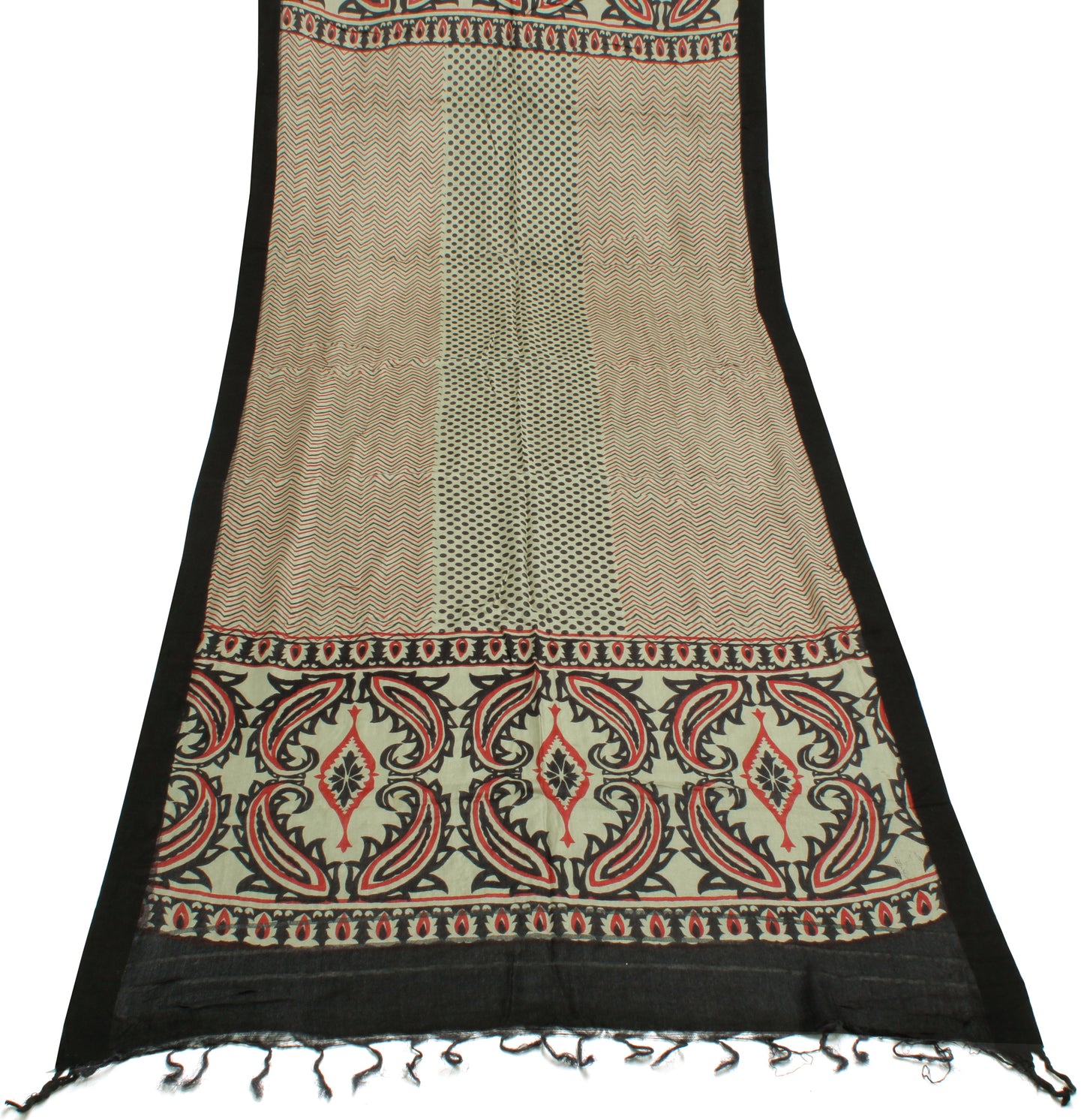 Sushila Vintage Cream Indian Dupatta 100% Pure Woolen Printed Long Stole Scarves