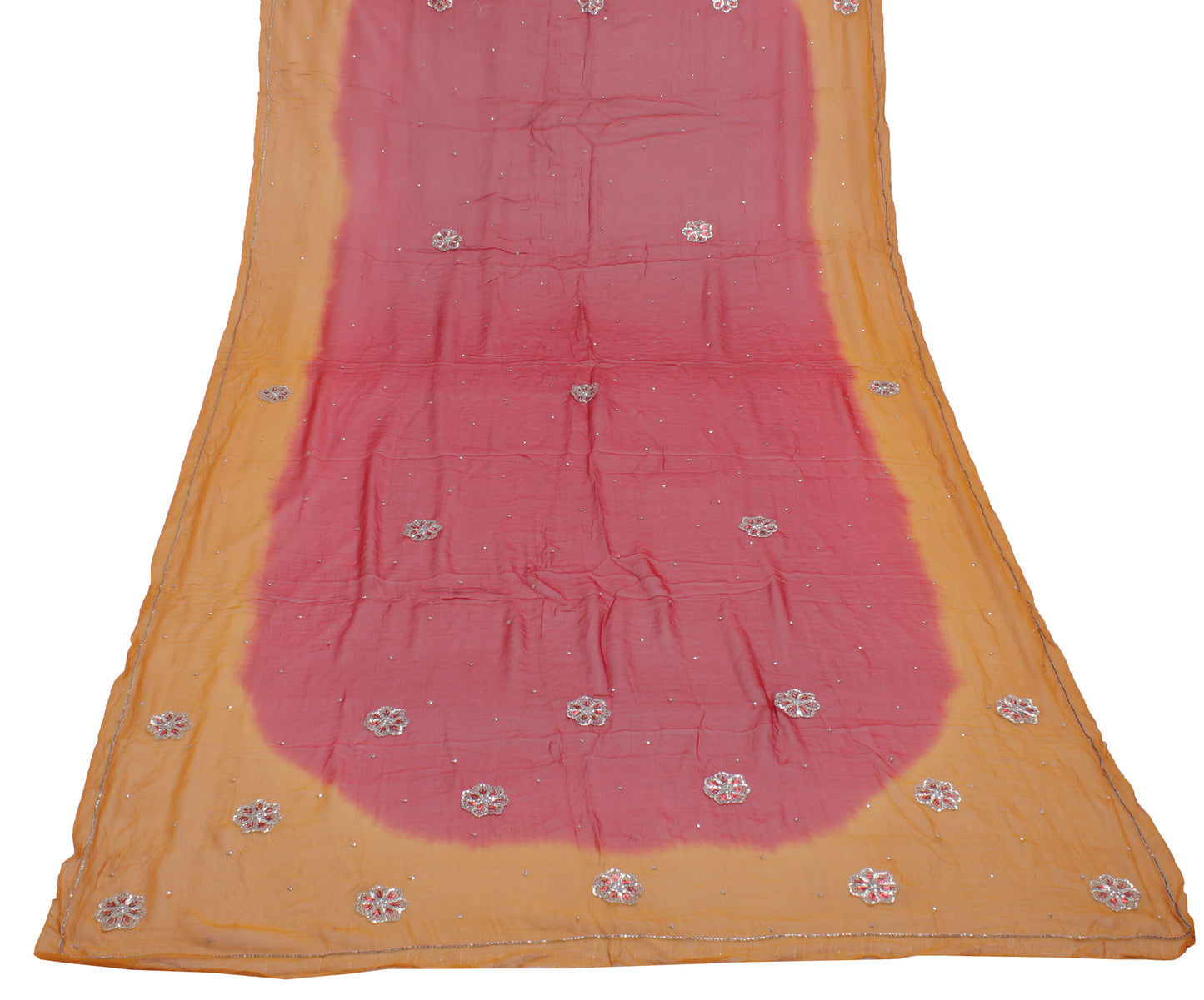 Sushila Vintage Red Dupatta Pure Georgette Silk Embroidered Long Stole Scarves