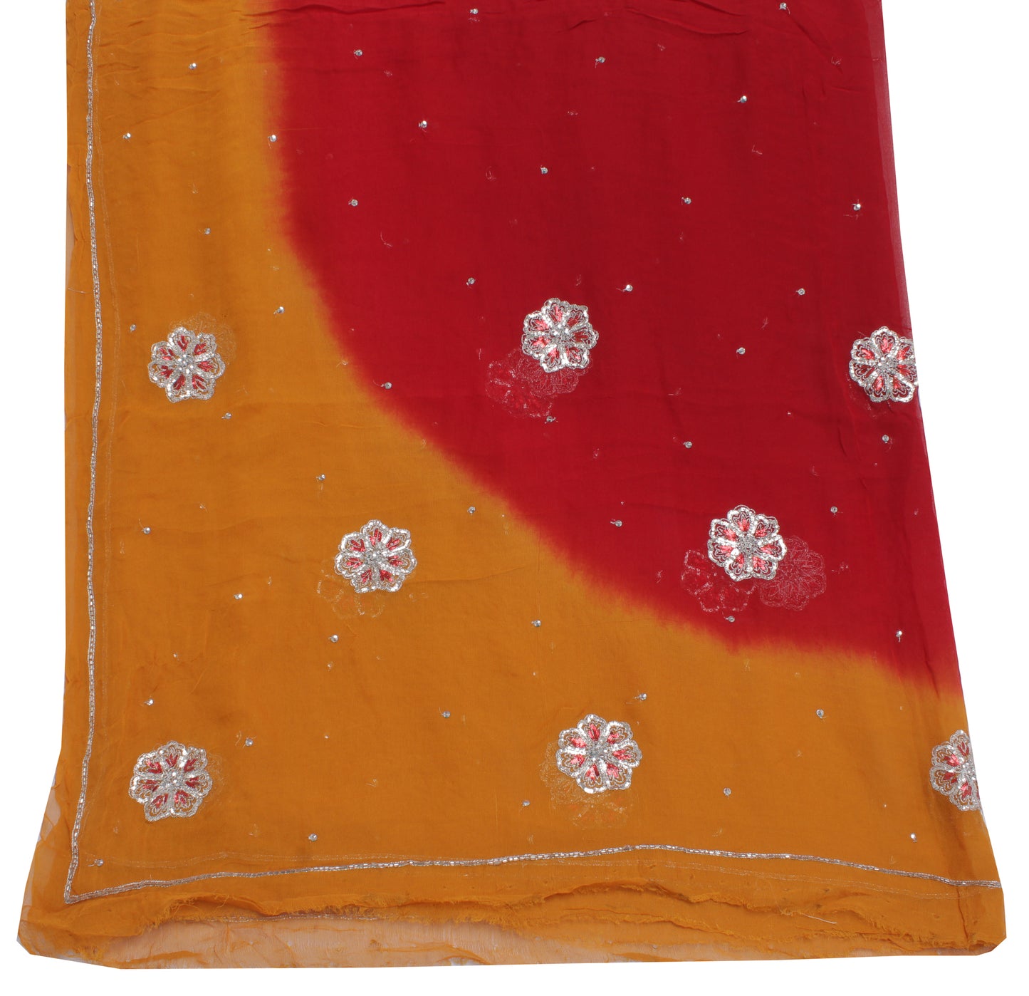 Sushila Vintage Red Dupatta Pure Georgette Silk Embroidered Long Stole Scarves