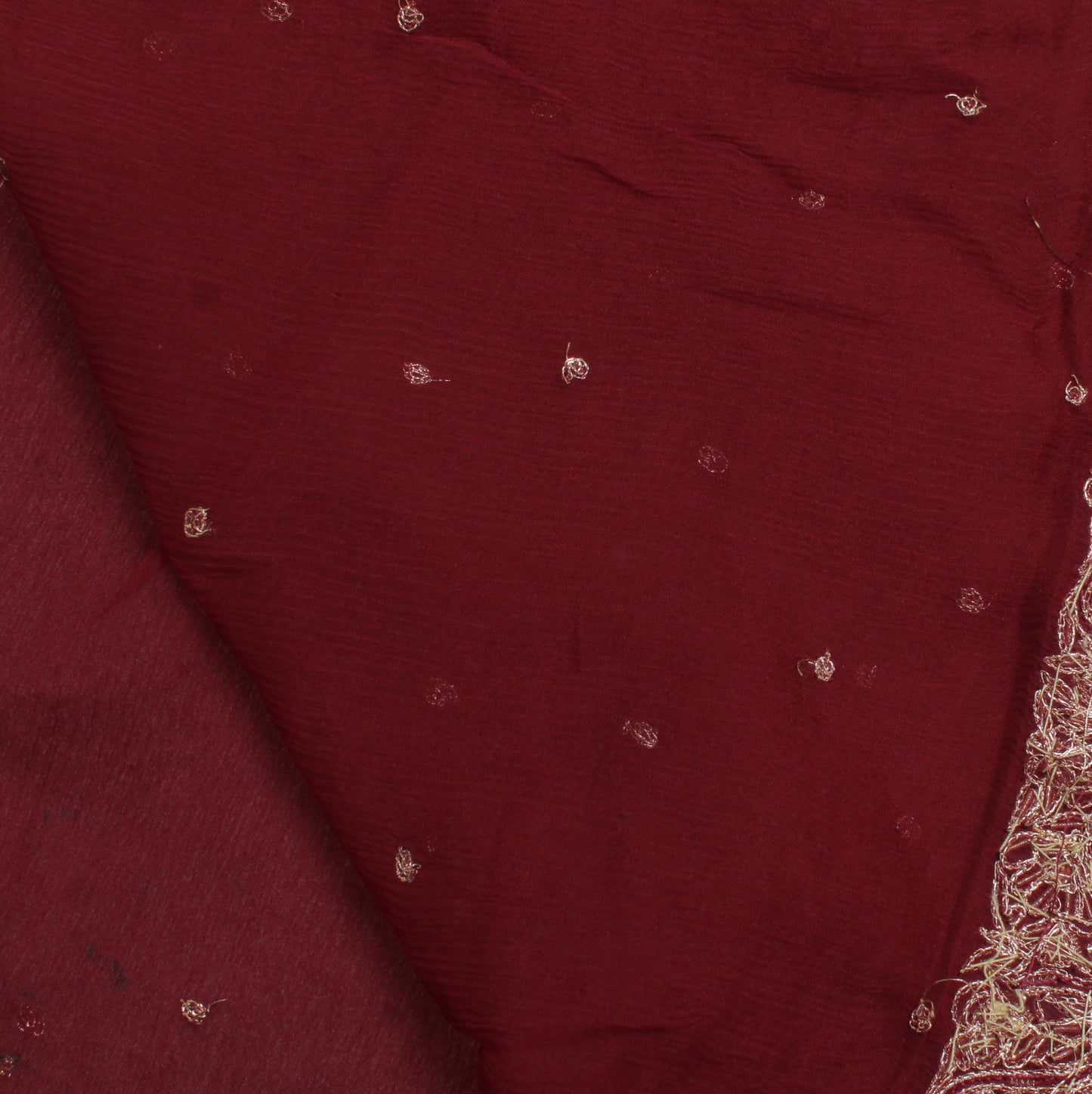 Sushila Vintage Maroon Dupatta Pure Chiffon Silk Zari Embroidered Long Stole