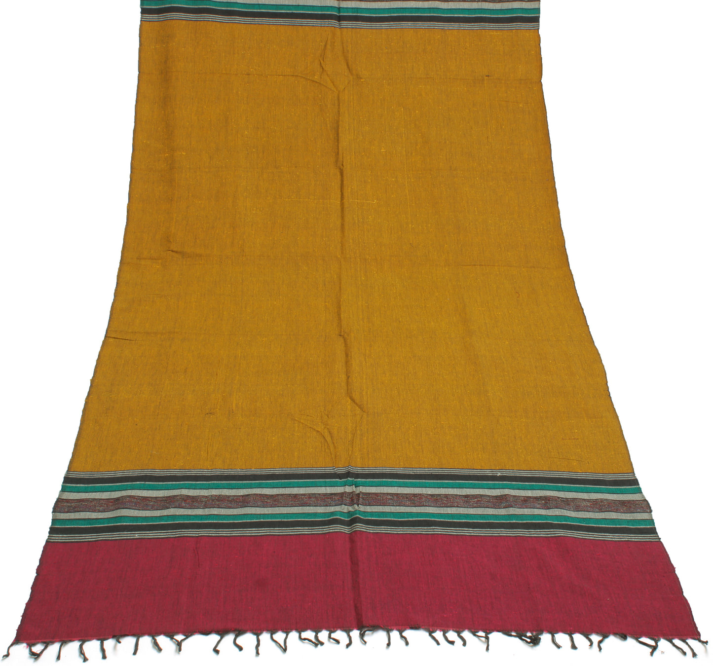 Sushila Vintage Mustard Indian Dupatta Pure Khadi Long Stole Scarves Hijab