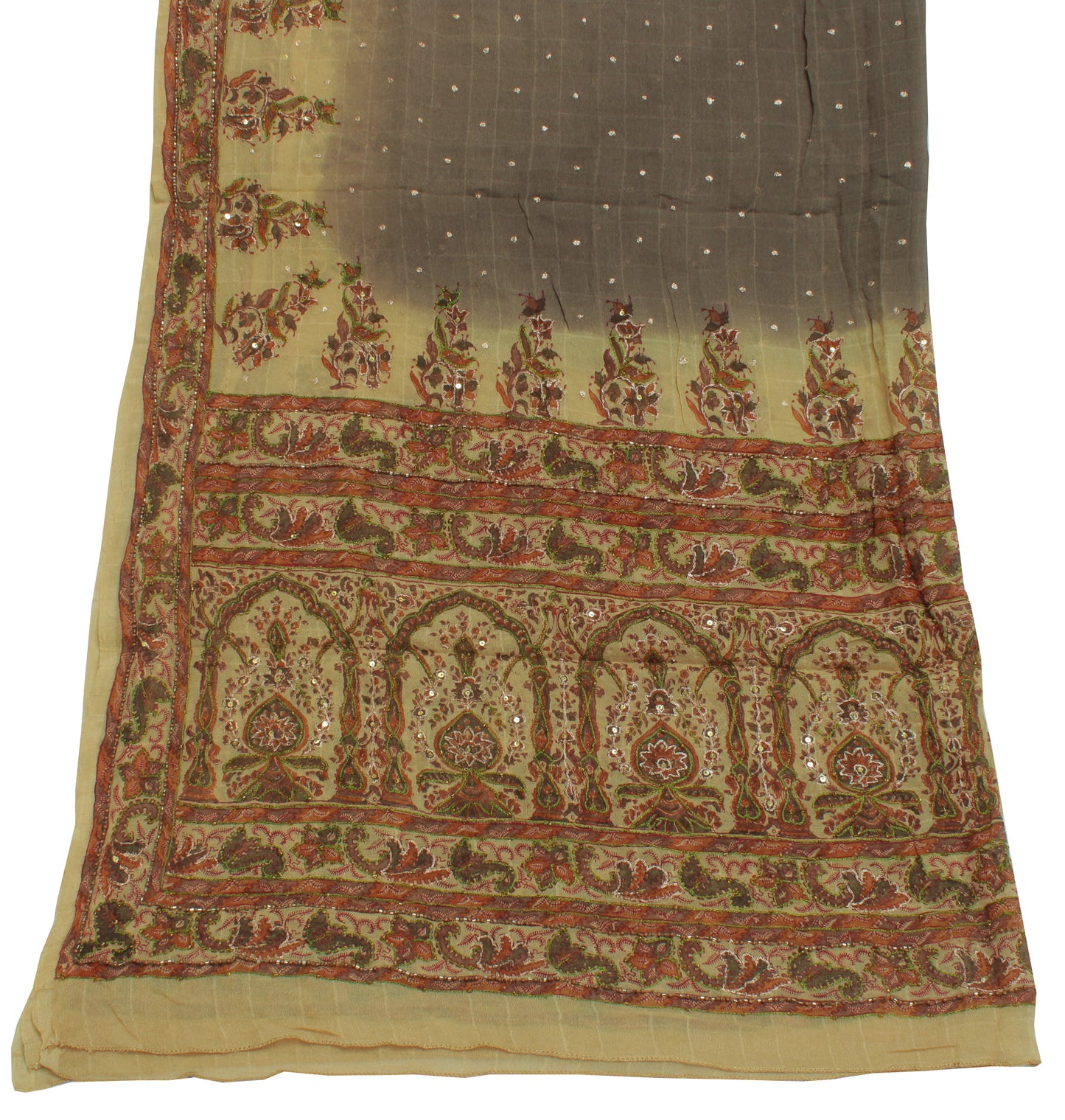 Sushila Vintage Indian Dupatta Pure Georgette Silk Woven & Printed Long Stole