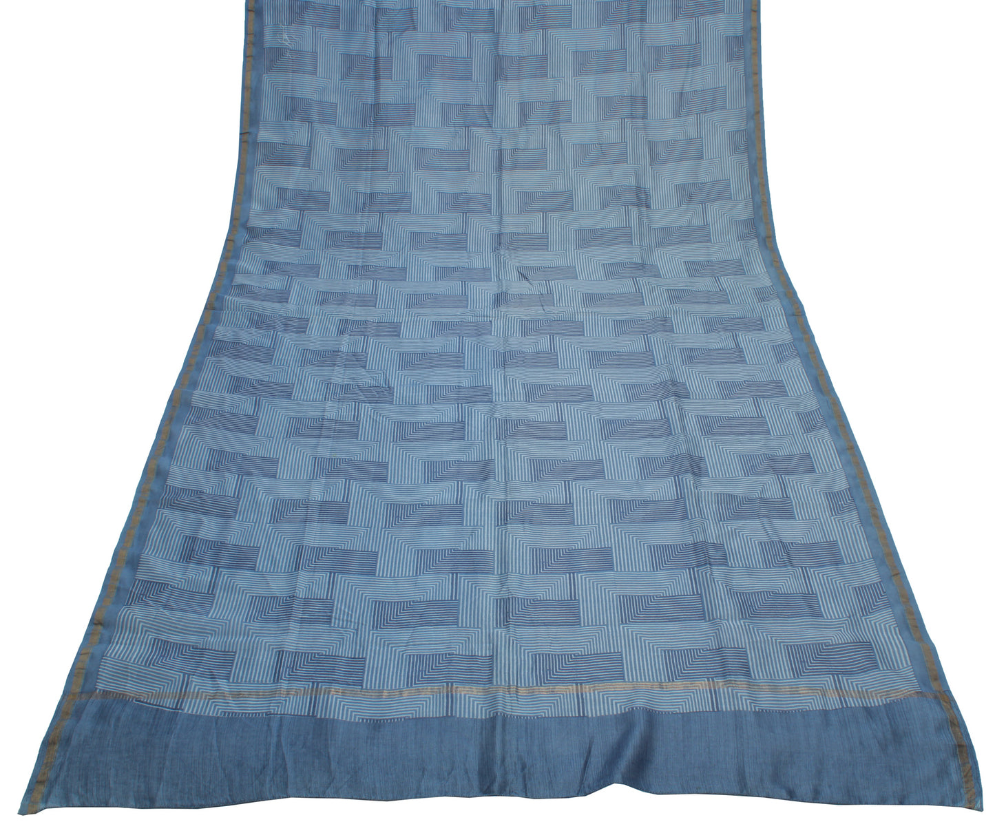 Sushila Vintage Blue Indian Dupatta 100% Pure Cotton Printed Long Stole Veil