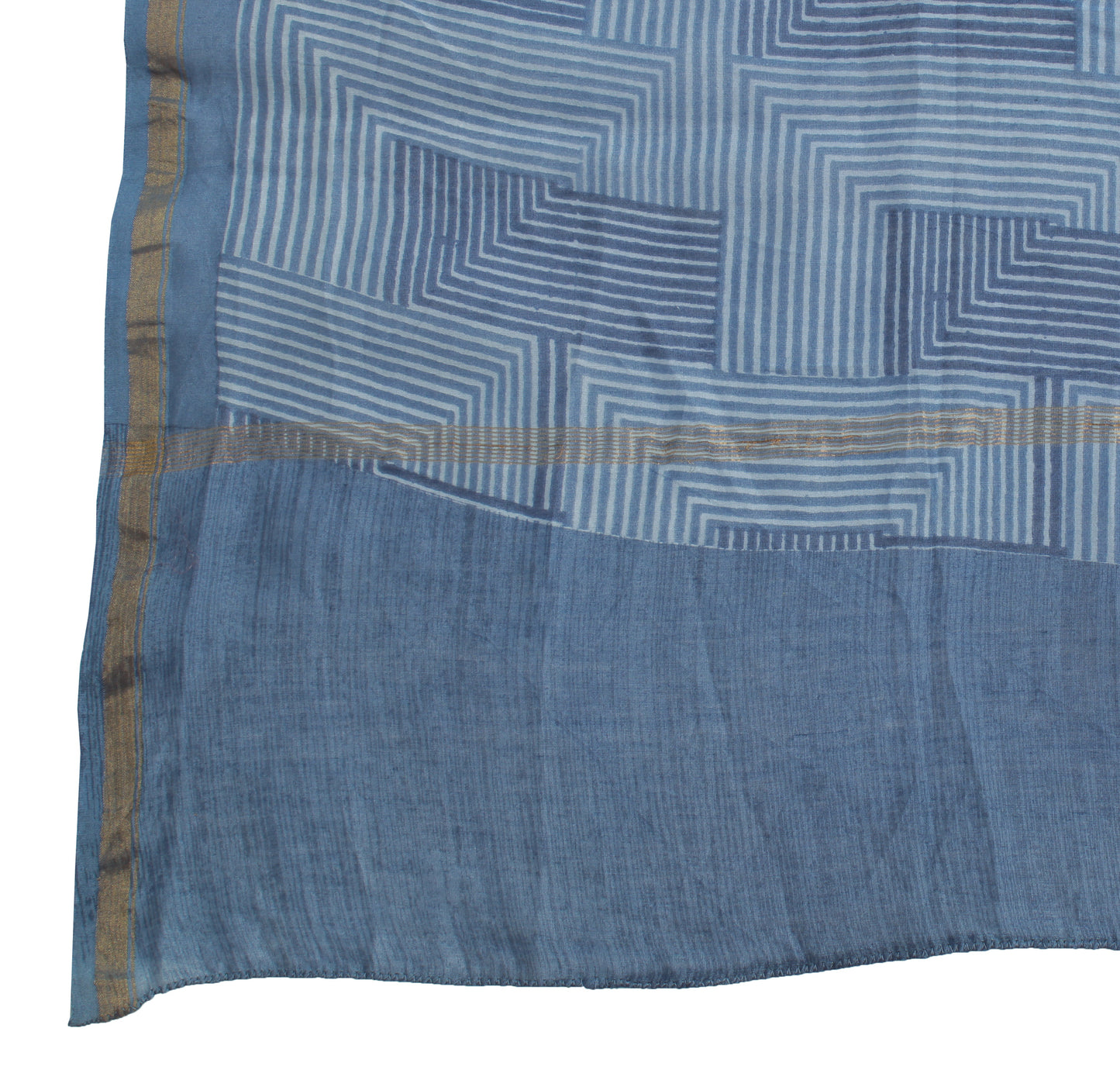 Sushila Vintage Blue Indian Dupatta 100% Pure Cotton Printed Long Stole Veil