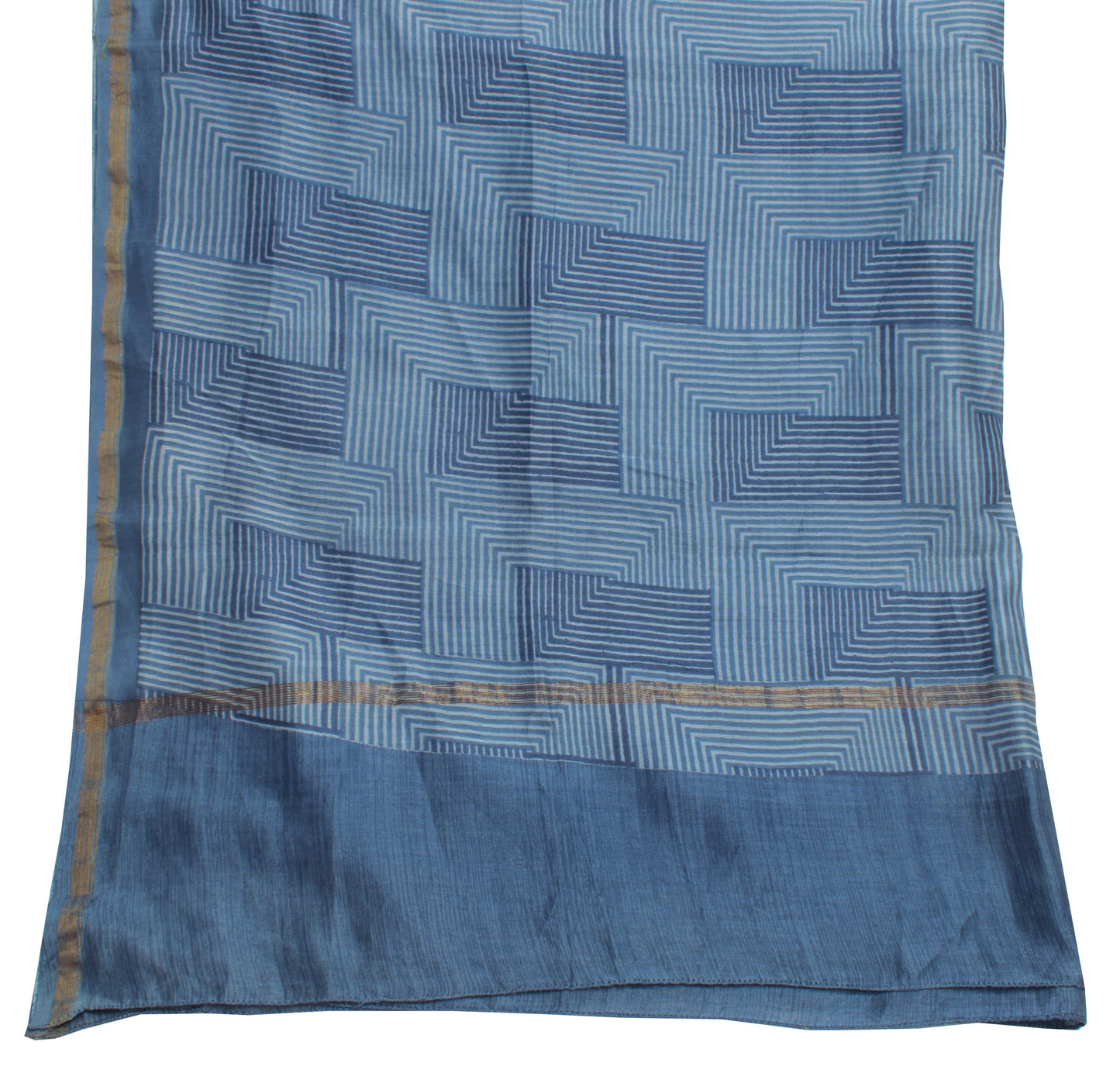 Sushila Vintage Blue Indian Dupatta 100% Pure Cotton Printed Long Stole Veil