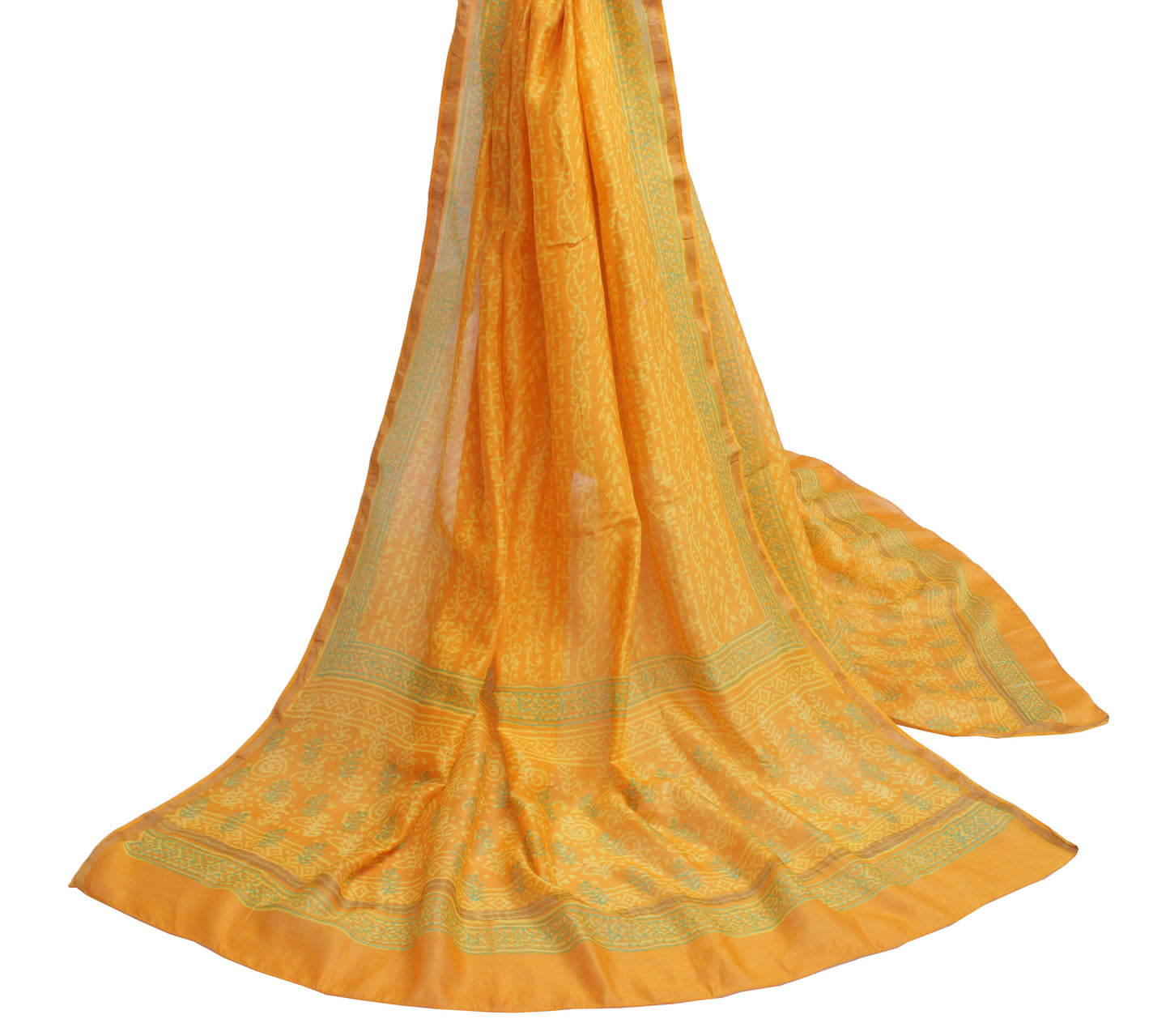 Sushila Vintage Orange Dupatta 100% Pure Cotton Printed Floral Long Stole Veil