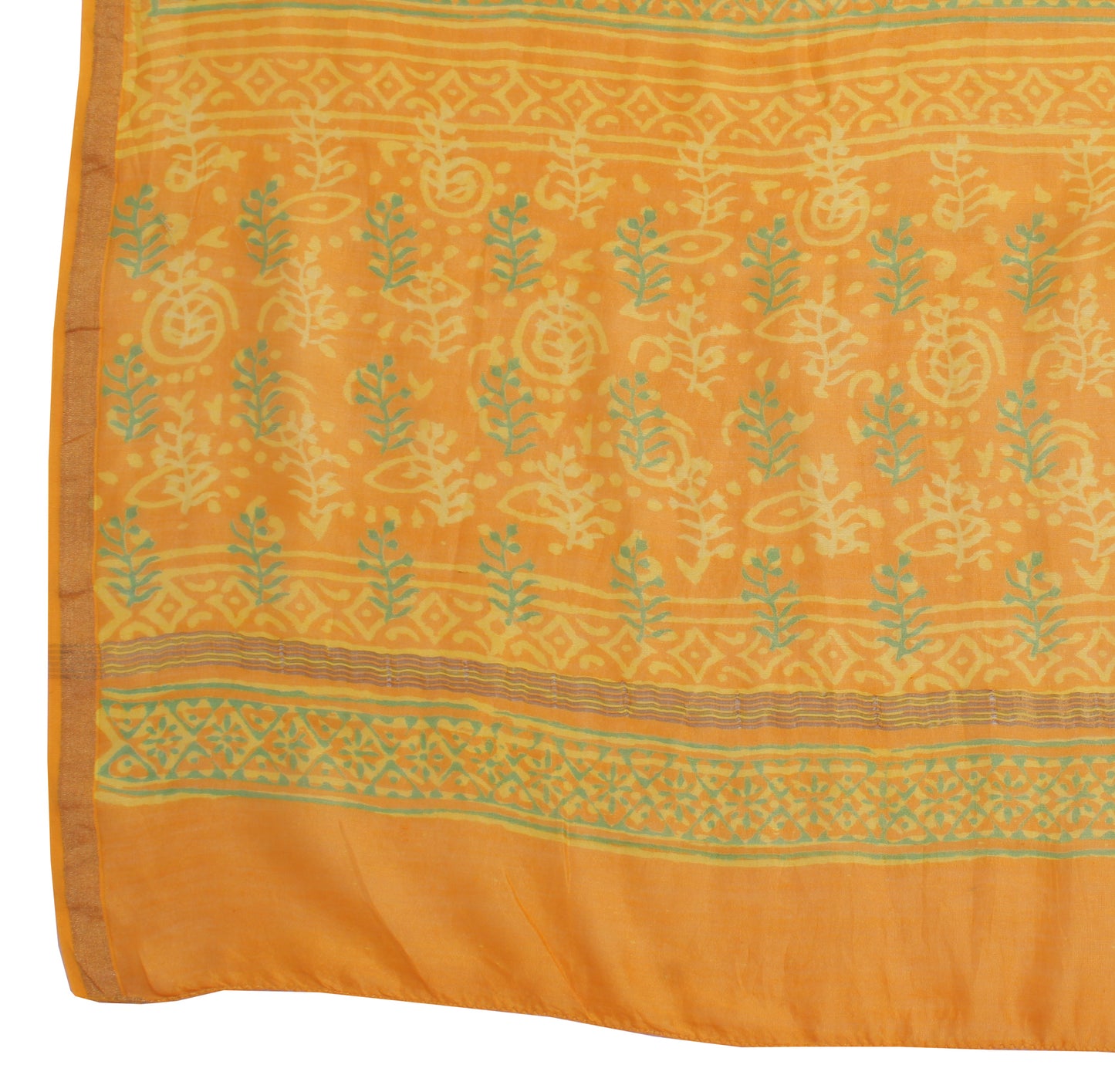 Sushila Vintage Orange Dupatta 100% Pure Cotton Printed Floral Long Stole Veil