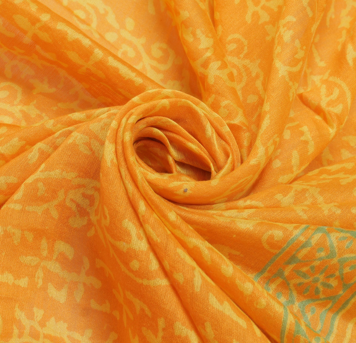 Sushila Vintage Orange Dupatta 100% Pure Cotton Printed Floral Long Stole Veil