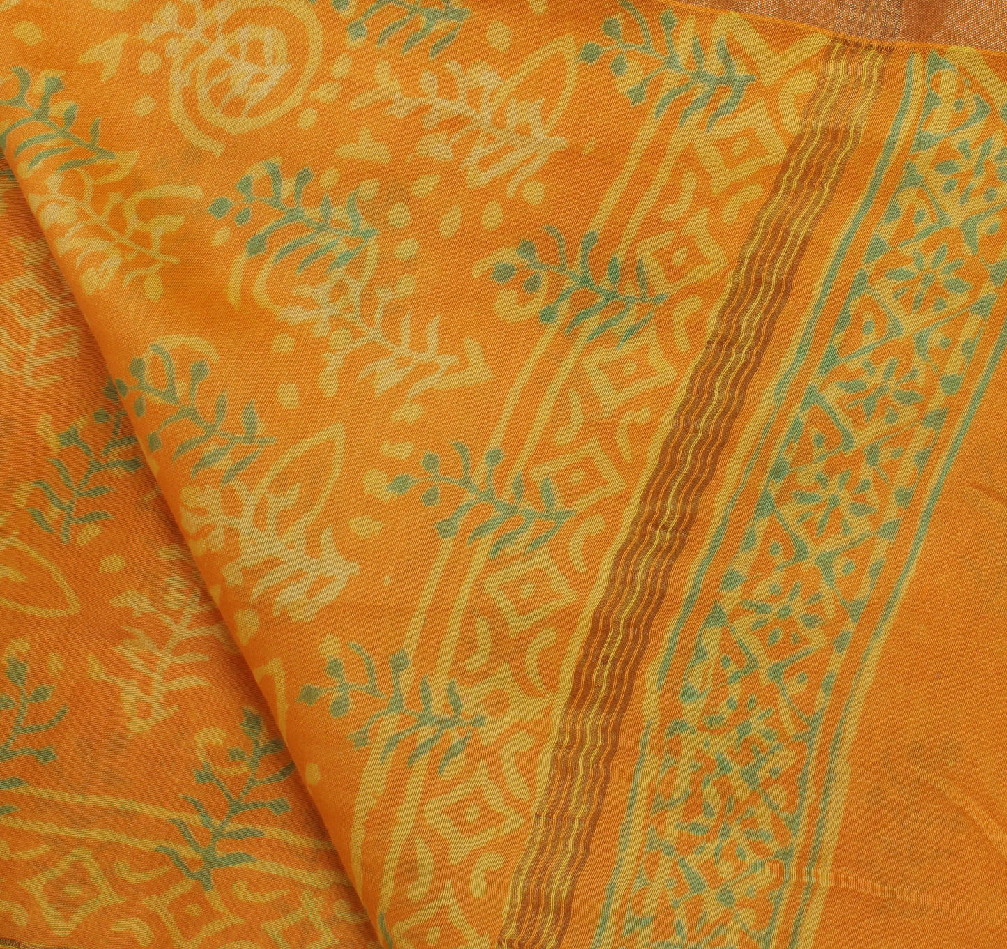 Sushila Vintage Orange Dupatta 100% Pure Cotton Printed Floral Long Stole Veil