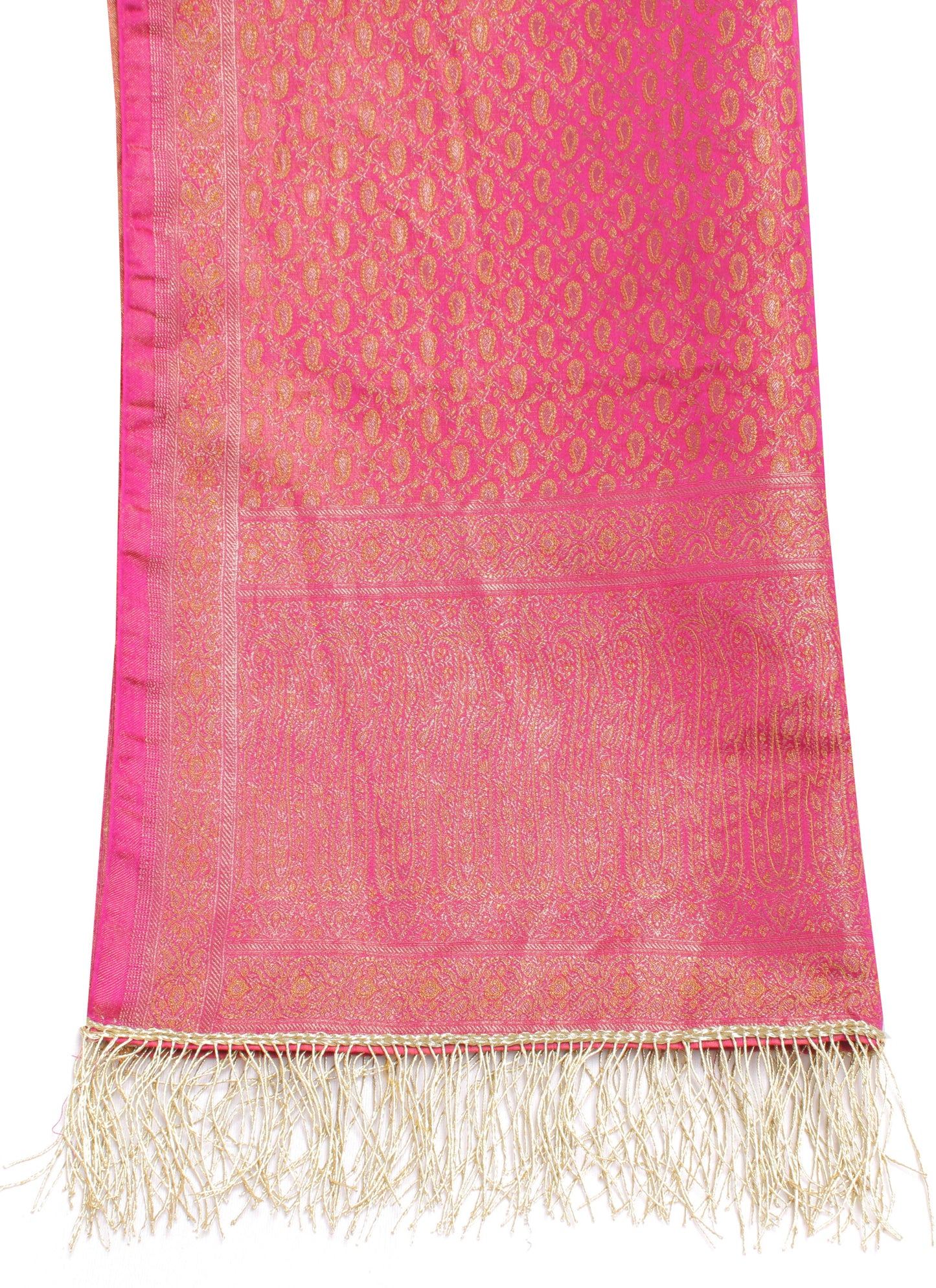 Sushila Vintage Magenta Indian Dupatta Blend Silk Paisley Woven Long Stole Hijab