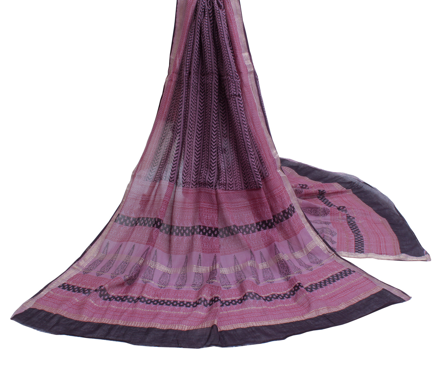 Sushila Vintage Mauve Indian Dupatta 100% Pure Cotton Printed Long Stole Hijab