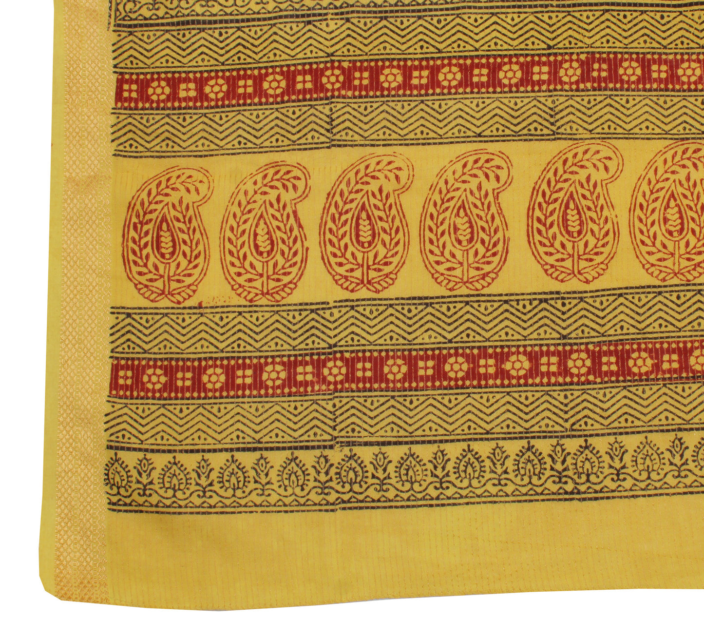 Sushila Vintage Yellow Indian Dupatta 100% Pure Cotton Printed Long Stole Hijab