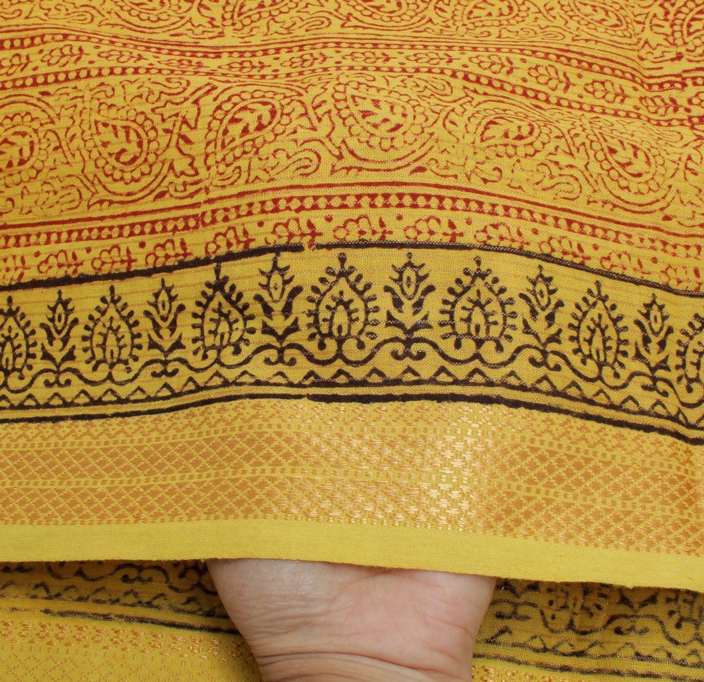 Sushila Vintage Yellow Indian Dupatta 100% Pure Cotton Printed Long Stole Hijab