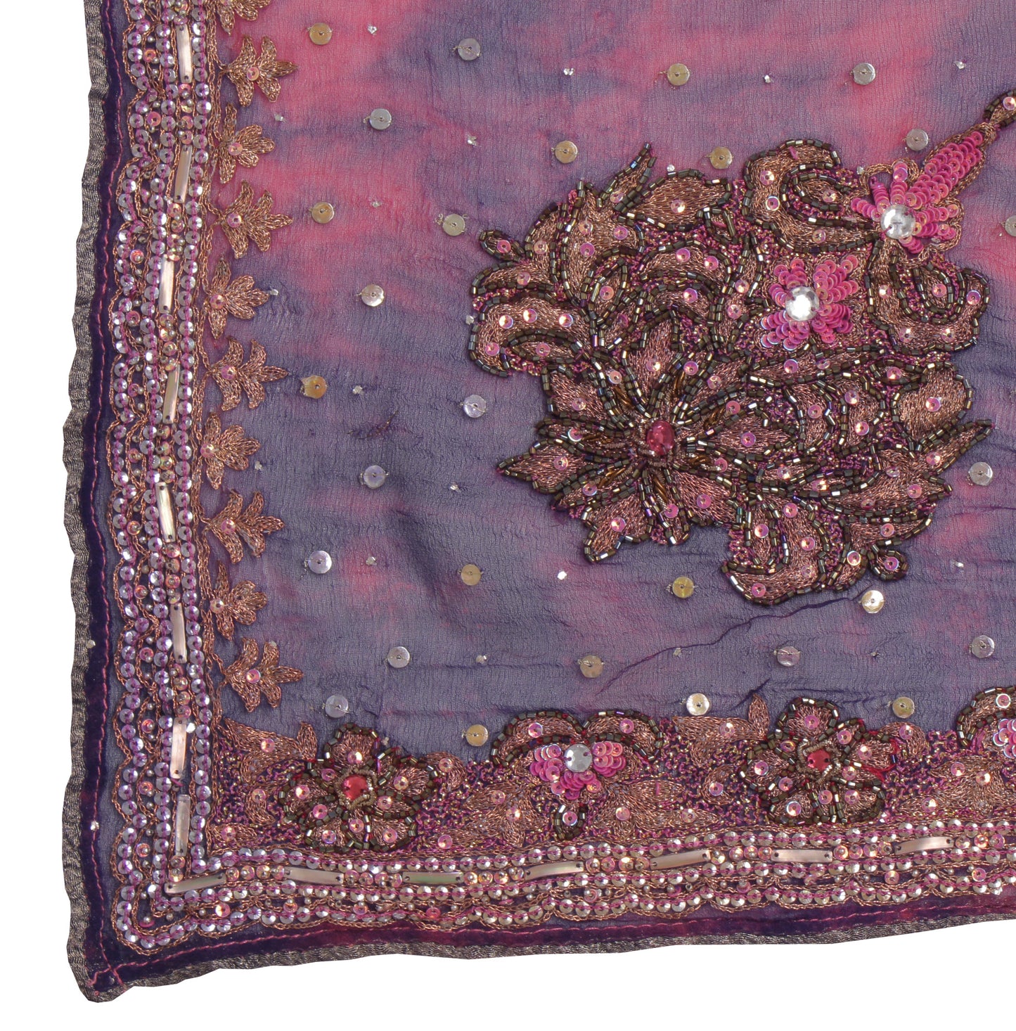 Sushila Vintage Purple Tie-Dye Dupatta Pure Georgette Embroidered Long Stole