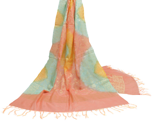 Sushila Vintage Multi-Color Dupatta Blend Cotton All Over Woven Long Stole Veil