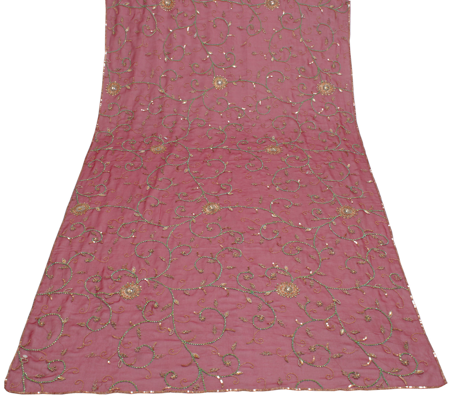 Sushila Vintage Maroon Dupatta Blend Georgette Silk Hand Beaded Long Stole Veil