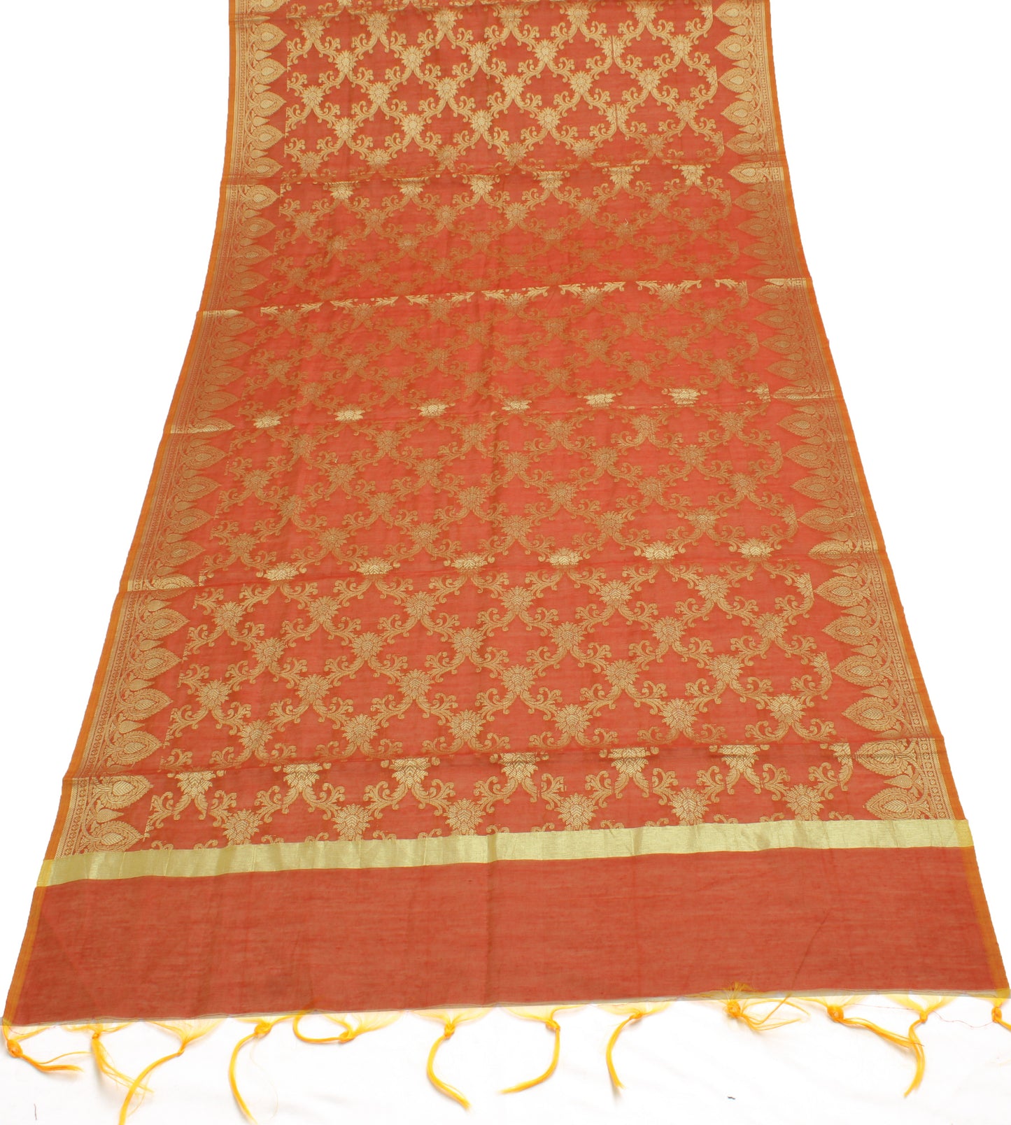 Sushila Vintage Rust Dupatta Blend Cotton All Over Zari Woven Long Stole Hijab