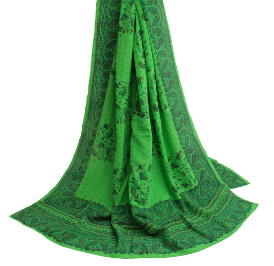 Sushila Vintage Green Dupatta Pure Georgette Silk Printed Long Stole Hijab