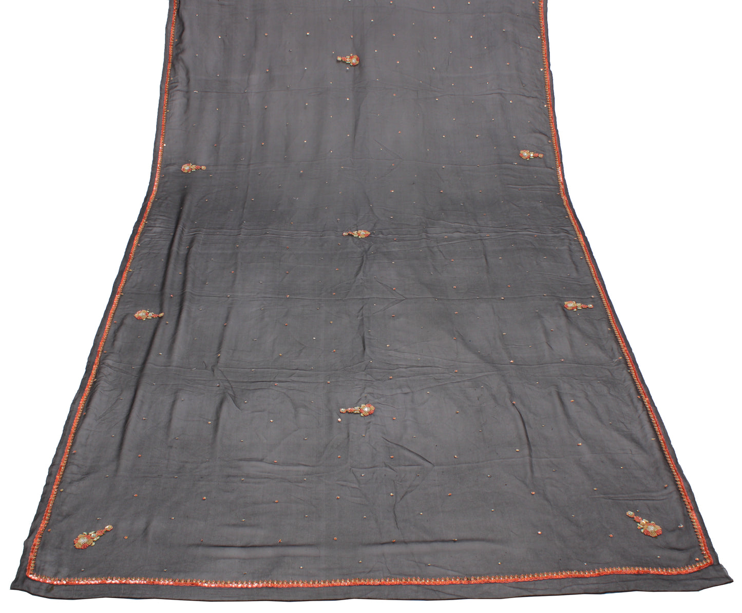 Sushila Vintage Black Dupatta Pure Georgette Silk Sequins Embroidered Long Stole