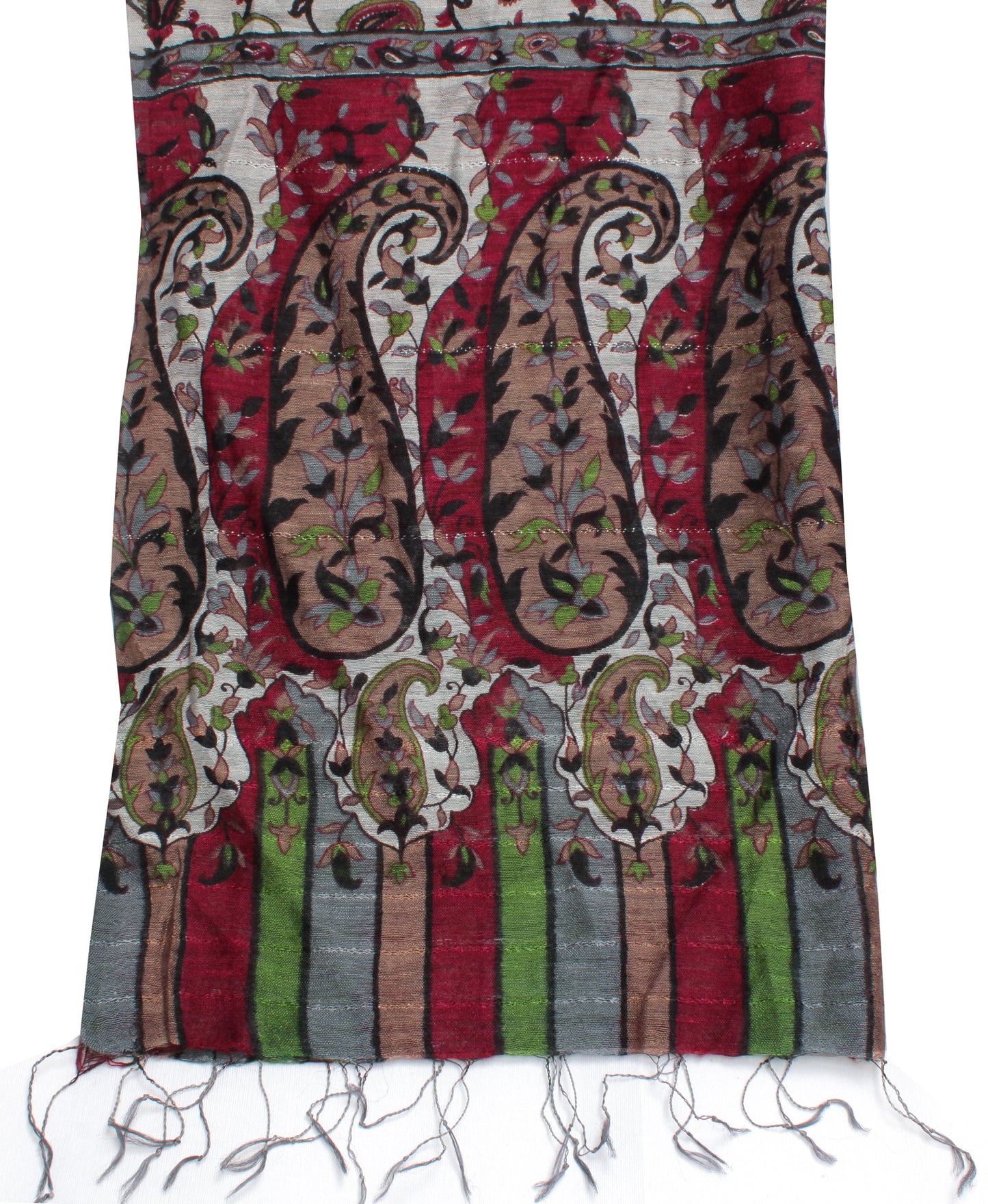 Sushila Vintage White Indian Dupatta 100% Pure Woolen Printed Long Stole Scarves