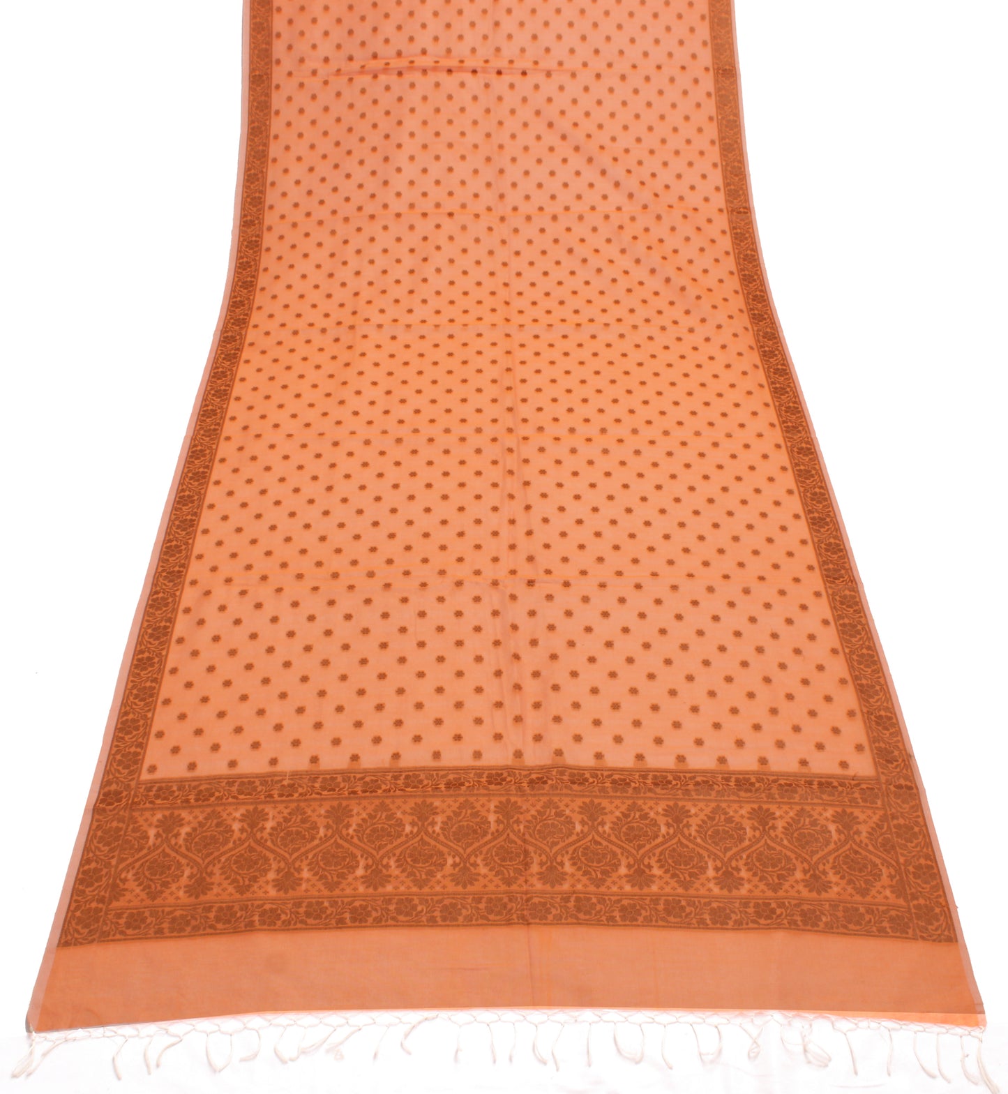 Sushila Vintage Peach Indian Dupatta Blend Silk All Over Woven Long Stole Hijab