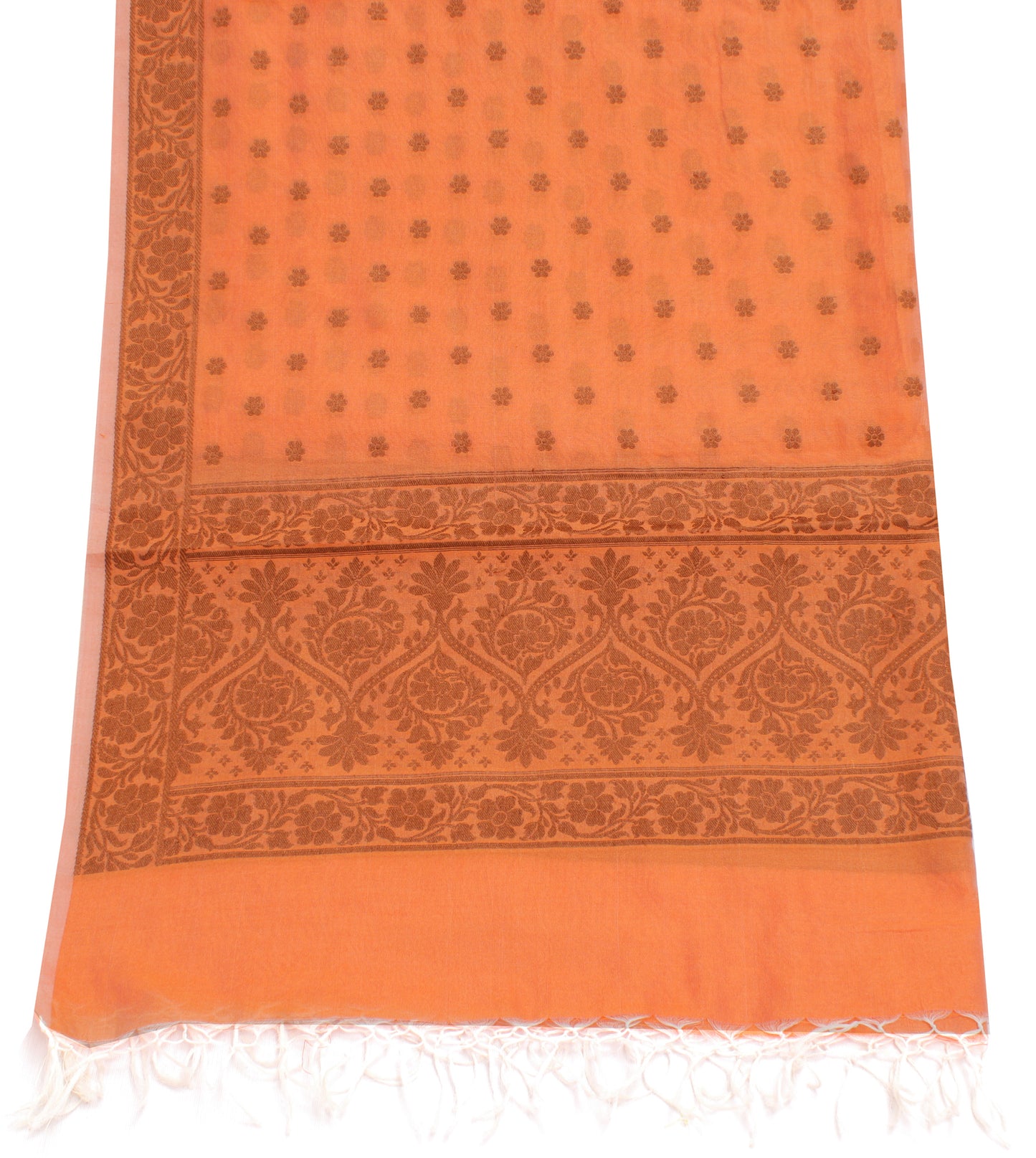 Sushila Vintage Peach Indian Dupatta Blend Silk All Over Woven Long Stole Hijab