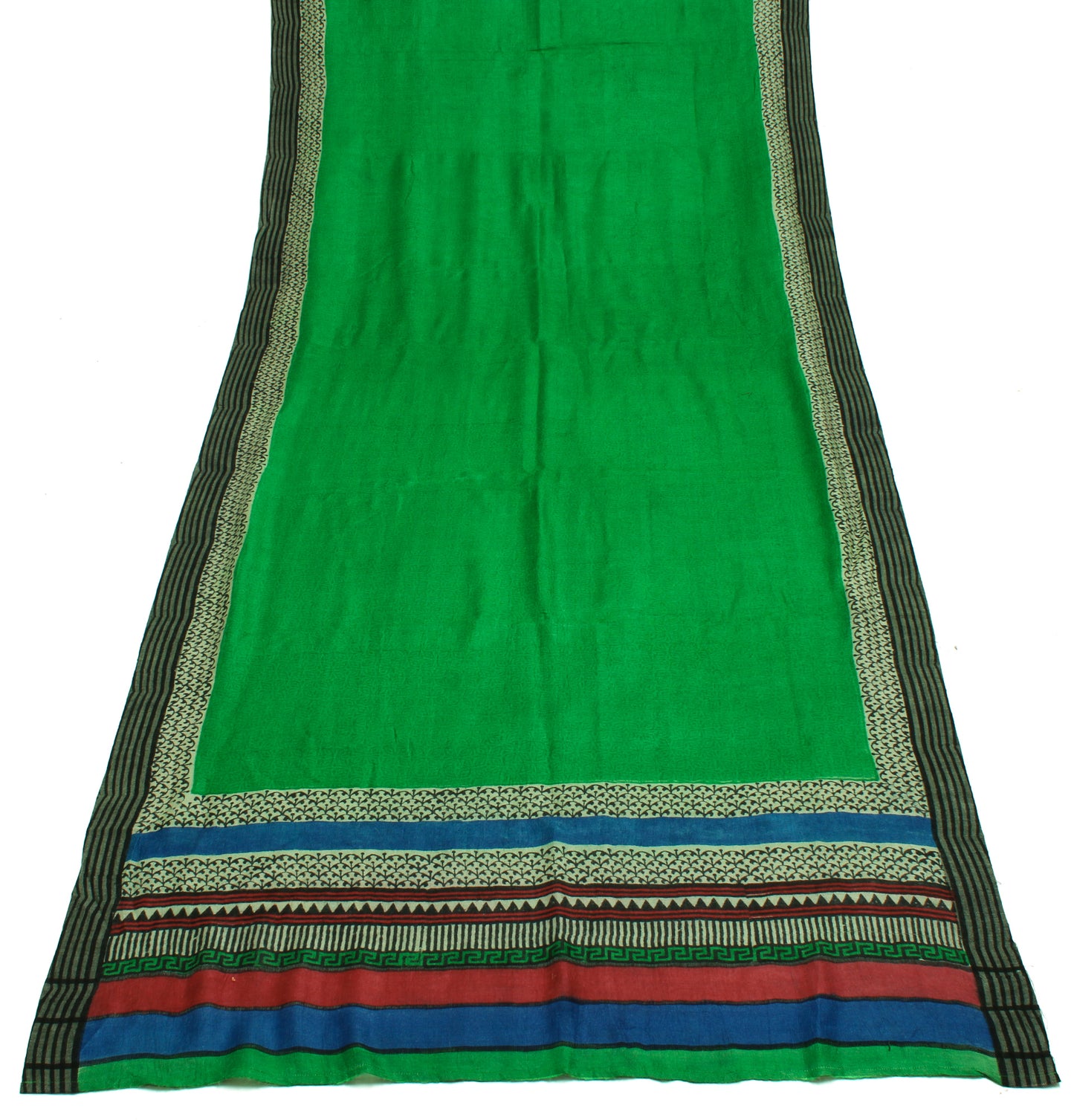 Sushila Vintage Green Indian Dupatta Pure Woolen Woven Long Stole Veil Scarves