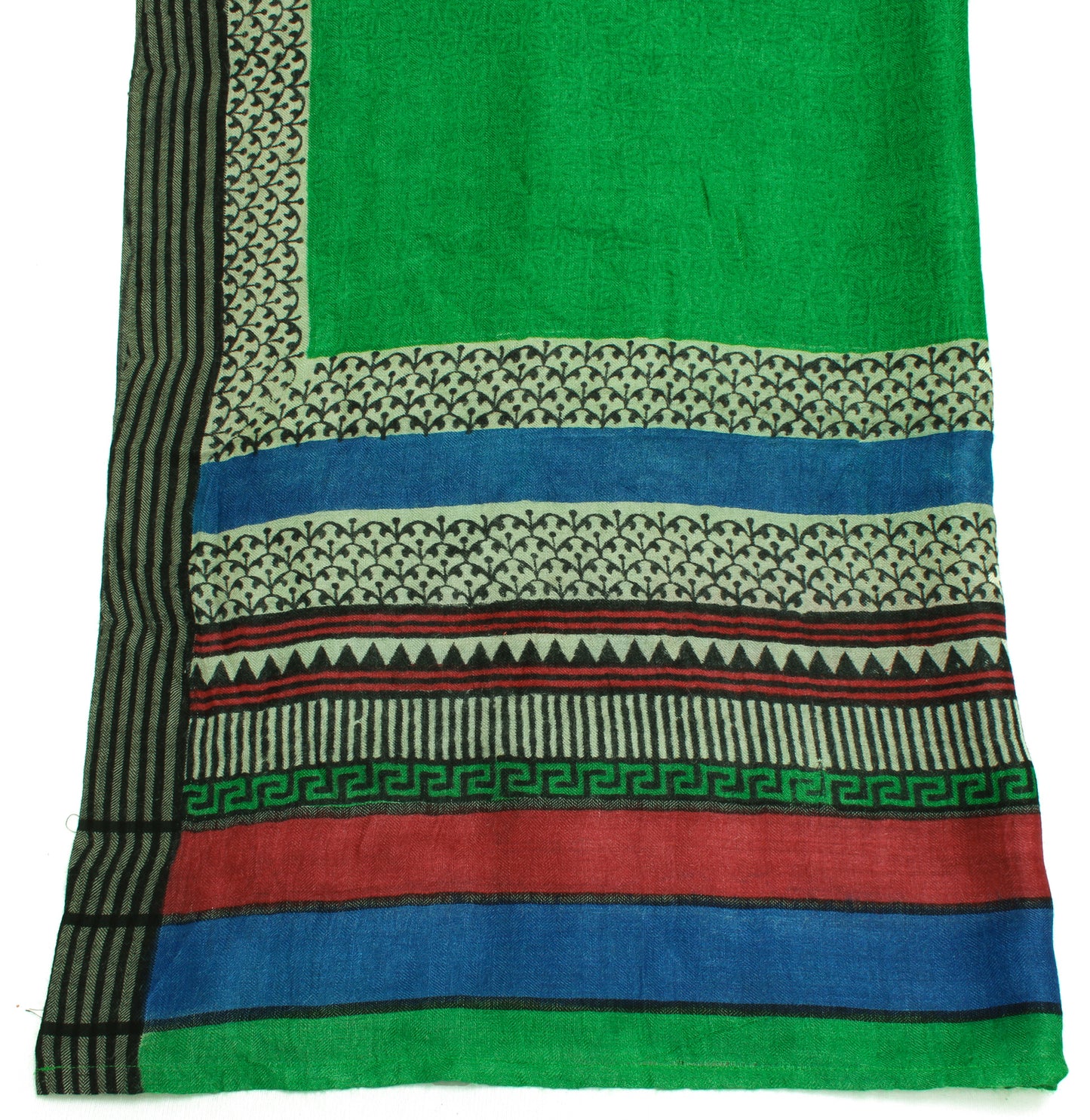 Sushila Vintage Green Indian Dupatta Pure Woolen Woven Long Stole Veil Scarves