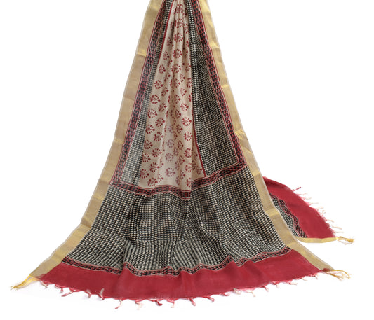 Sushila Vintage Indian Cream Dupatta 100% Pure Woolen Woven Long Stole Hijab