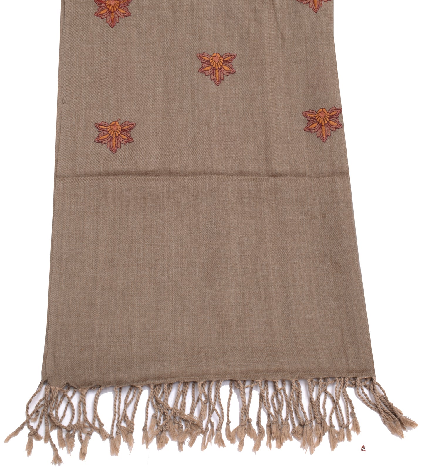 Sushila Vintage Indian Brown Dupatta Blend Woolen Embroidered Long Stole Hijab