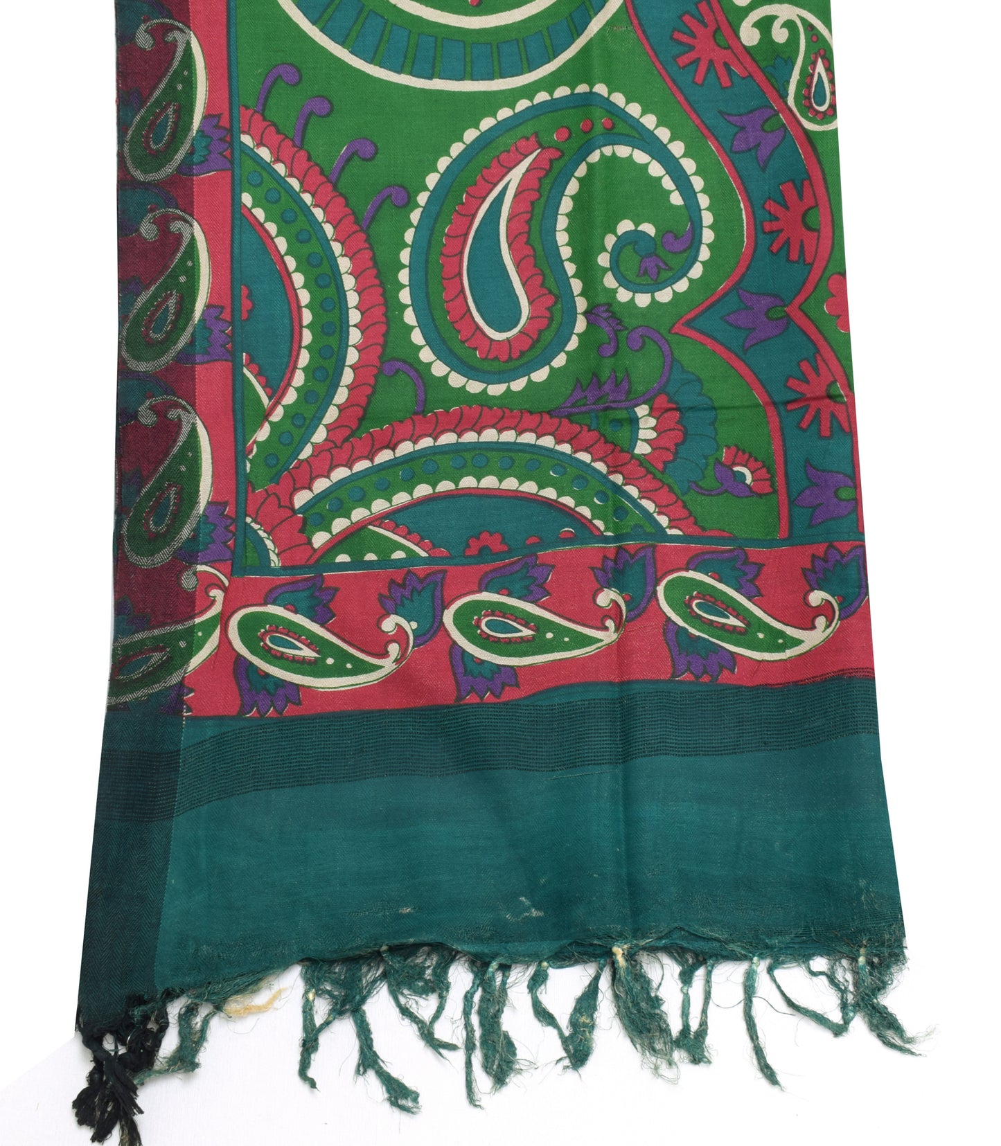 Sushila Vintage Indian Green Dupatta Blend Woolen Printed Long Stole Hijab