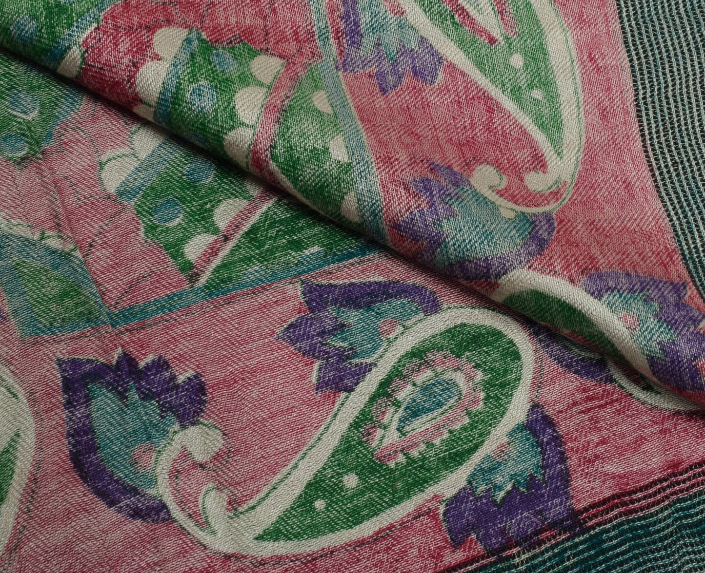 Sushila Vintage Indian Green Dupatta Blend Woolen Printed Long Stole Hijab