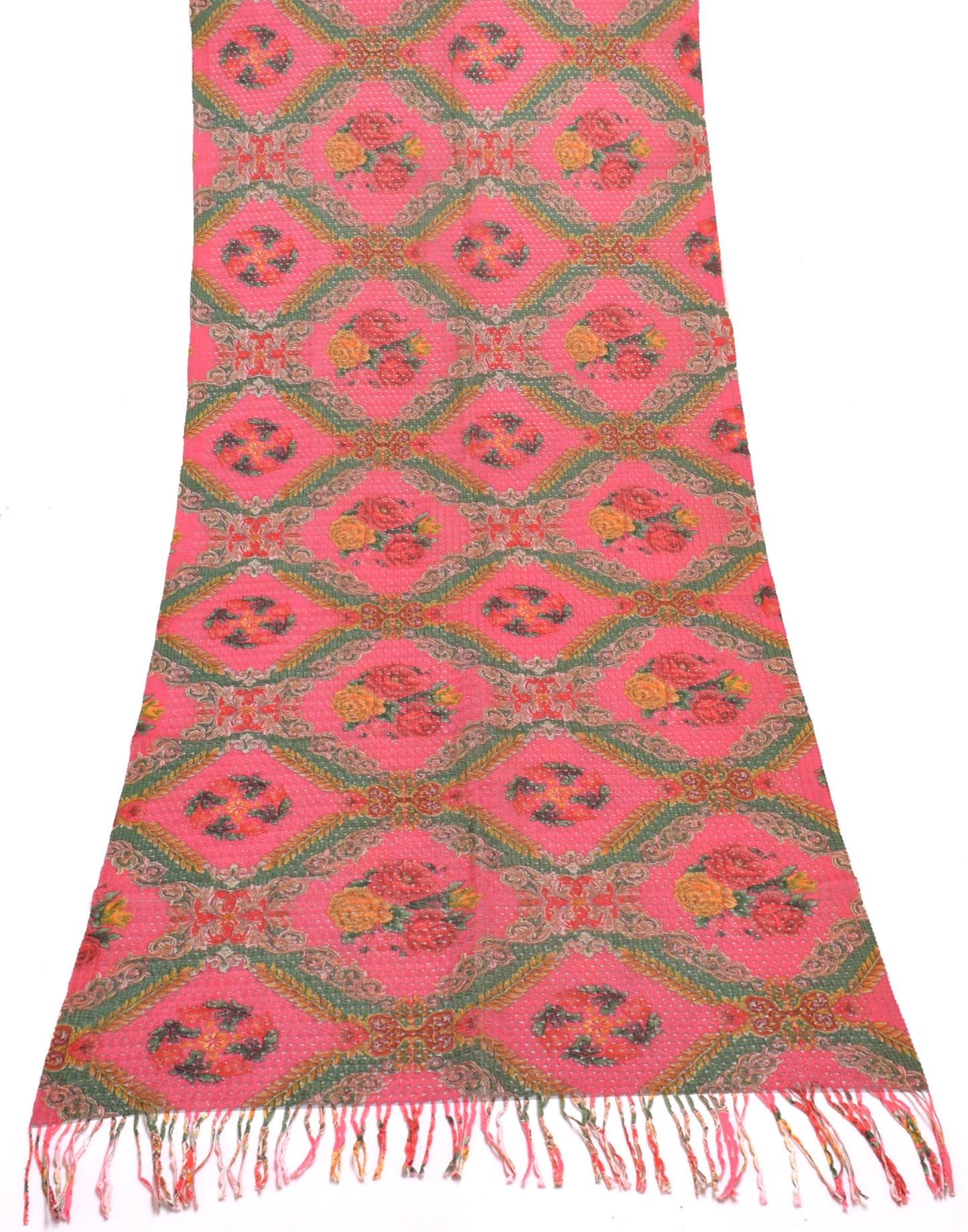 Sushila Vintage Pink Indian Dupatta Blend Woolen Floral Long Stole Veil Scarves