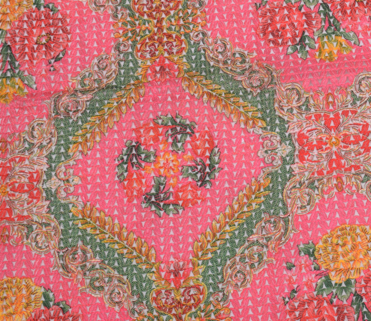 Sushila Vintage Pink Indian Dupatta Blend Woolen Floral Long Stole Veil Scarves