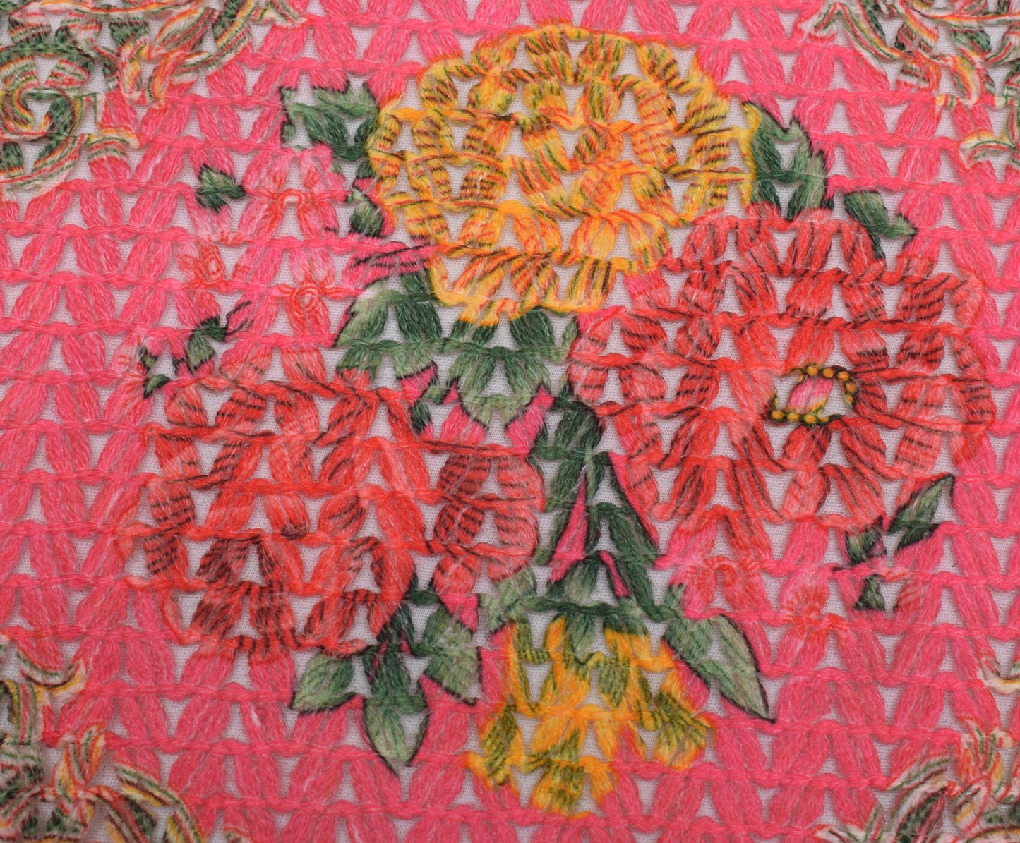 Sushila Vintage Pink Indian Dupatta Blend Woolen Floral Long Stole Veil Scarves