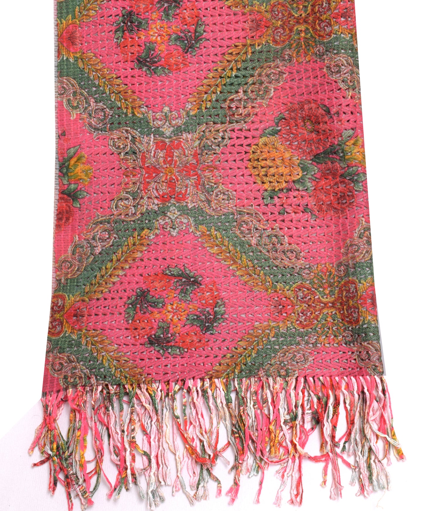 Sushila Vintage Pink Indian Dupatta Blend Woolen Floral Long Stole Veil Scarves